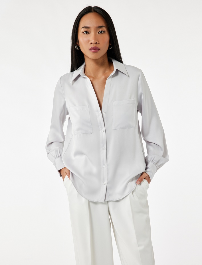  Uzun Kollu Cep Detaylı Klasik Yaka Düğmeli Gömlek