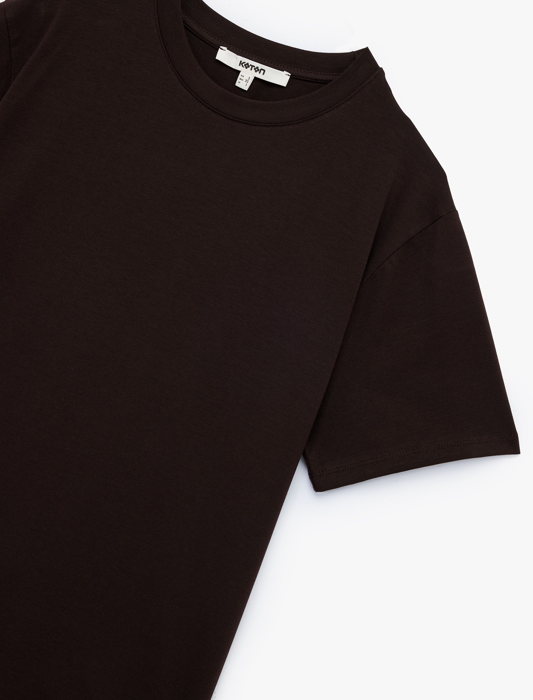   Kısa Kollu Bisiklet Yaka Pamuklu Basic Oversize Tişört