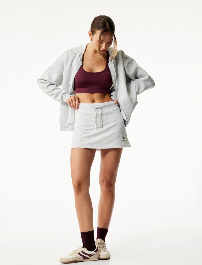  Fermuarlı Kapüşonlu Kanguru Cepli Uzun Kollu Şardonlu Oversize Spor Sweatshirt