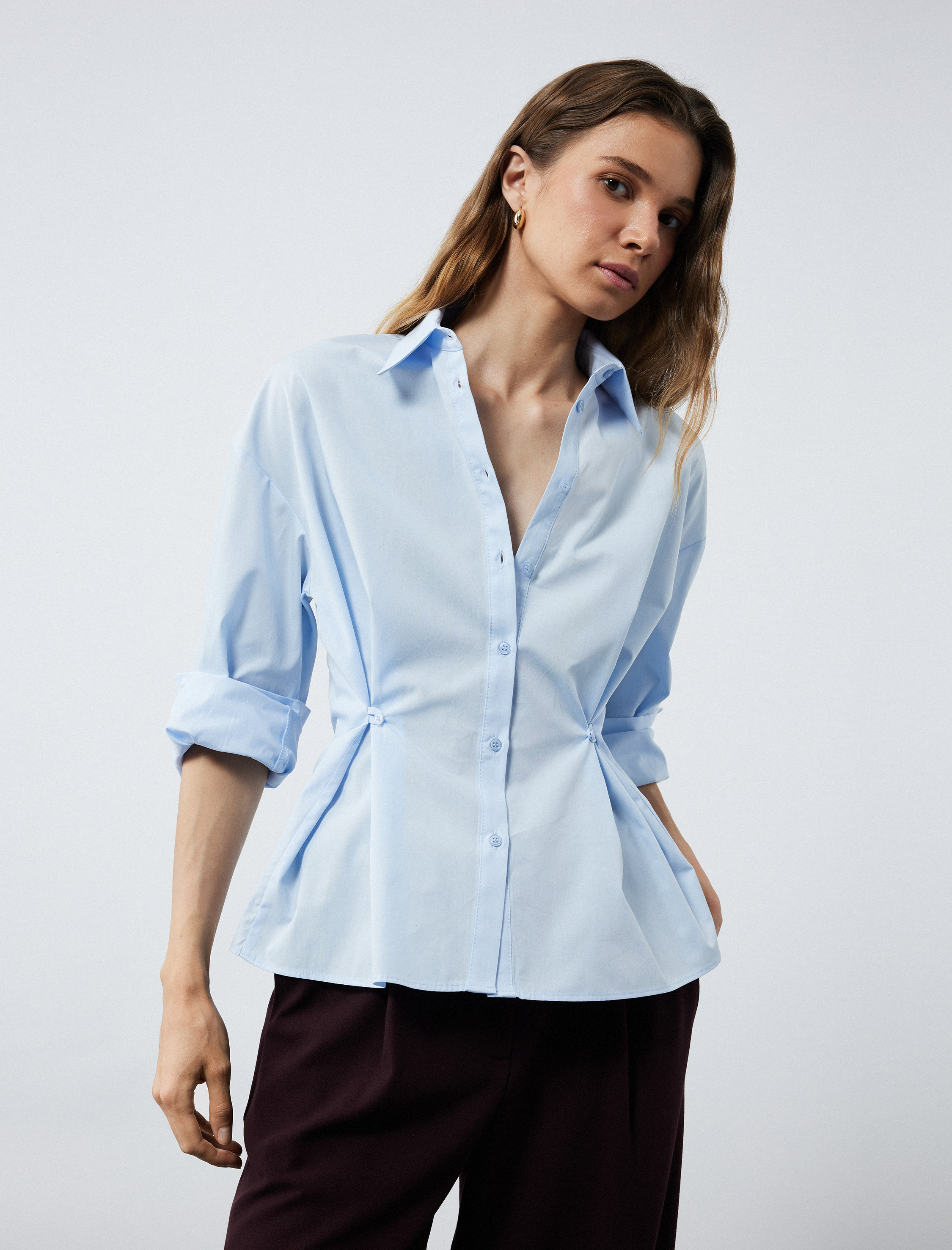   Kemer Detaylı Viskon Karışımlı Geniş Paça Pantolon