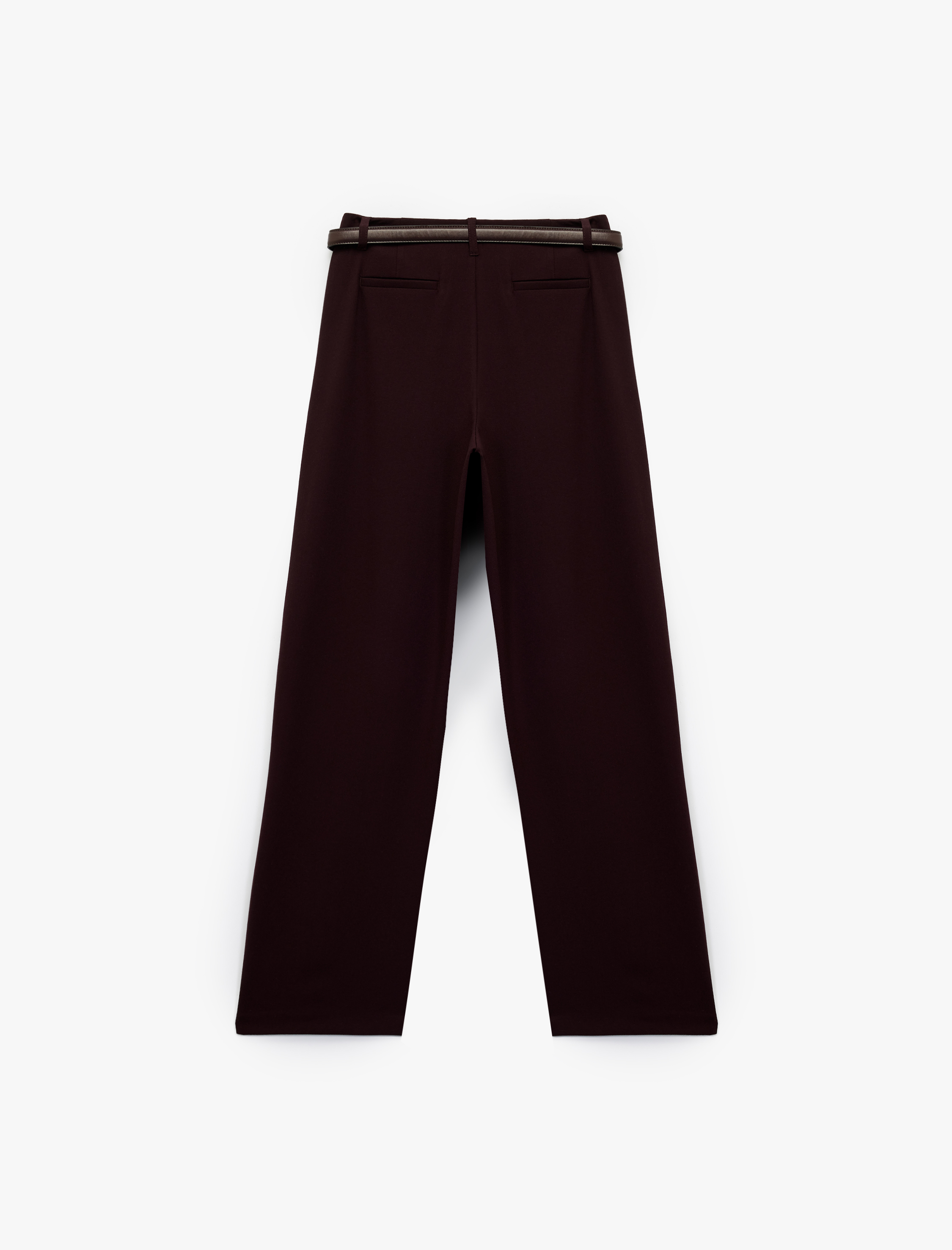   Kemer Detaylı Viskon Karışımlı Geniş Paça Pantolon