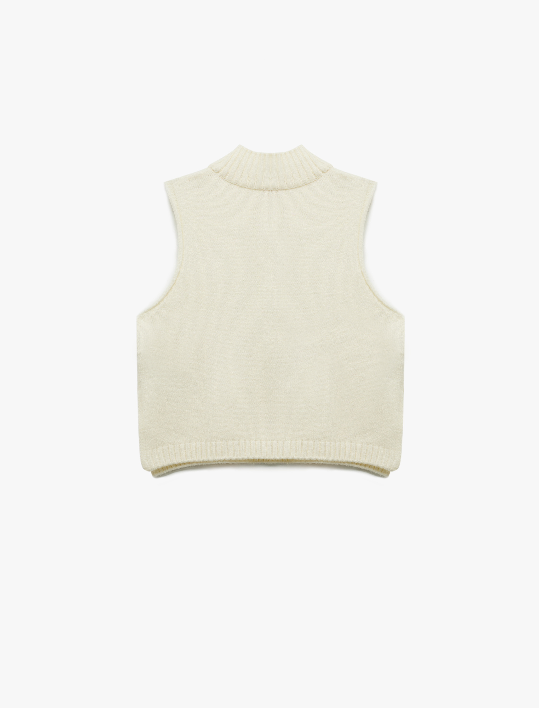   Dik Yaka Kolsuz Desenli Triko Süveter