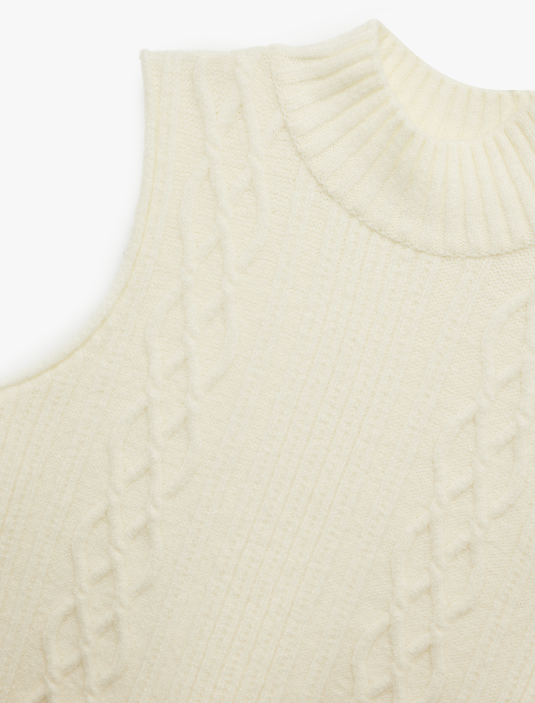   Dik Yaka Kolsuz Desenli Triko Süveter