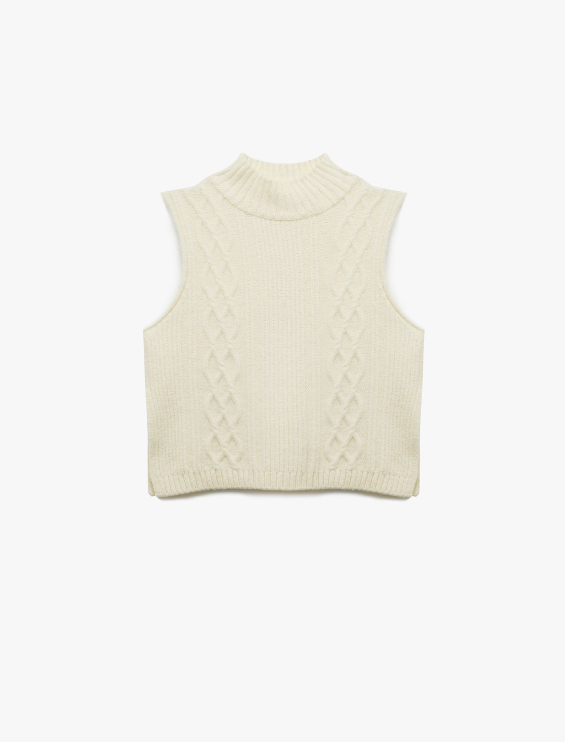   Dik Yaka Kolsuz Desenli Triko Süveter