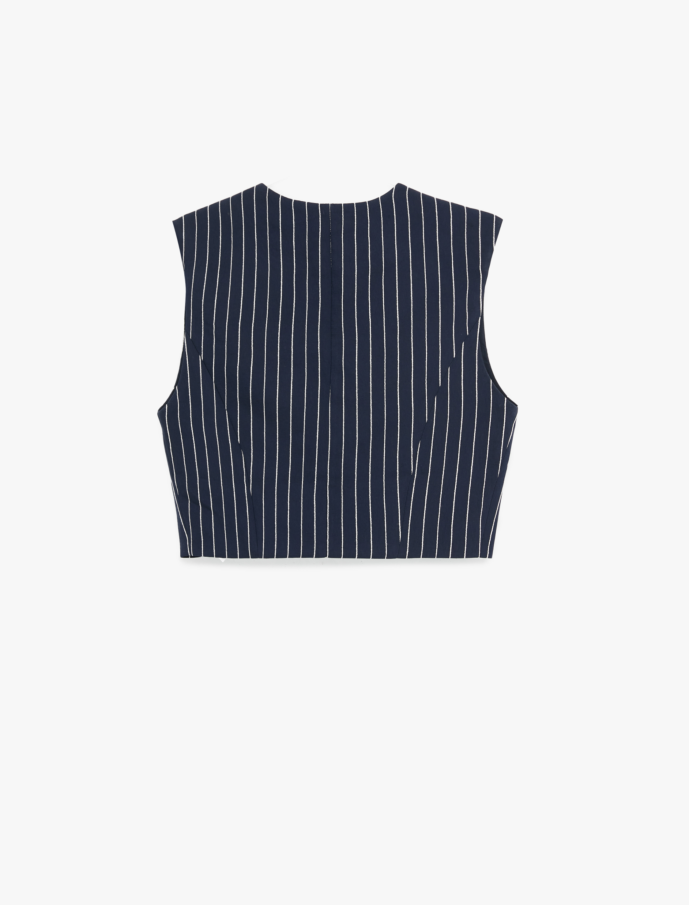   Kolsuz Bisiklet Yaka Düğmeli Viskon Çizgili Yelek