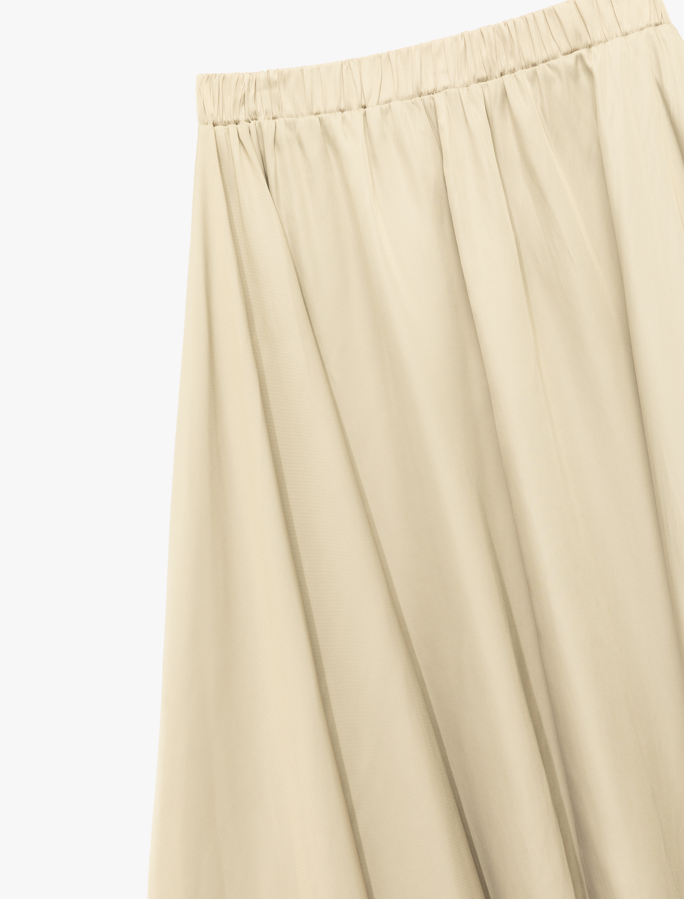   Beli Lastikli Kloş Saten Uzun Etek