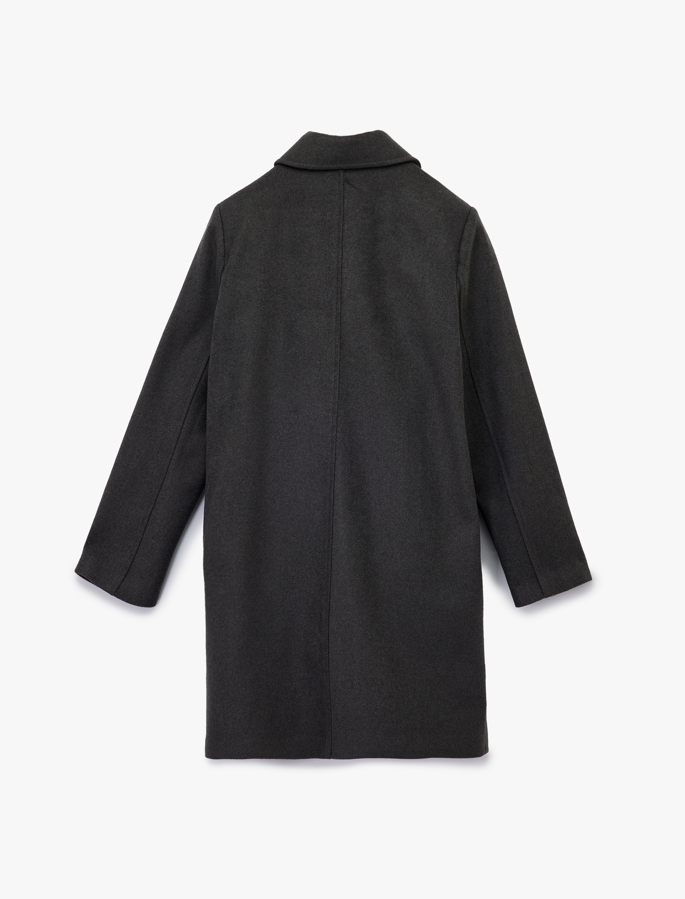   Düğmeli Uzun Kollu Klasik Yaka Cep Detaylı Kaşe Kaban