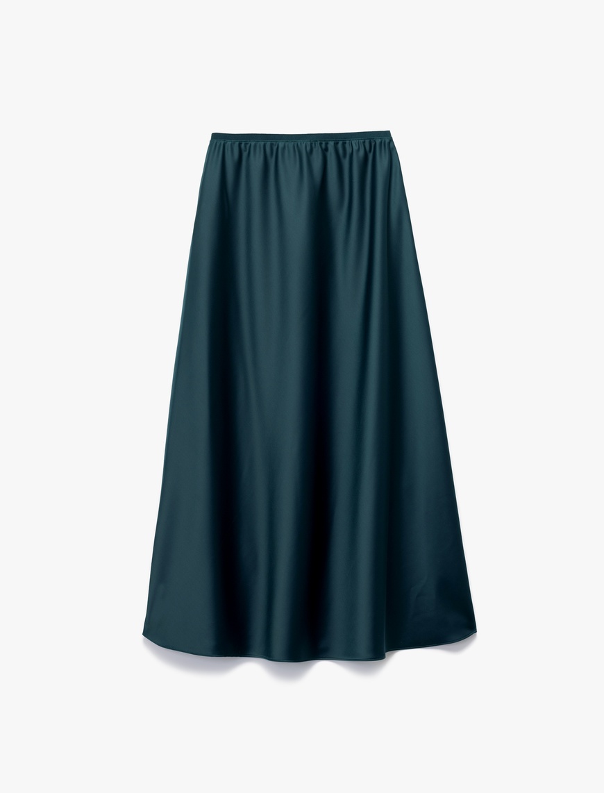   Standart Bel Regular Fit Saten Midi Etek