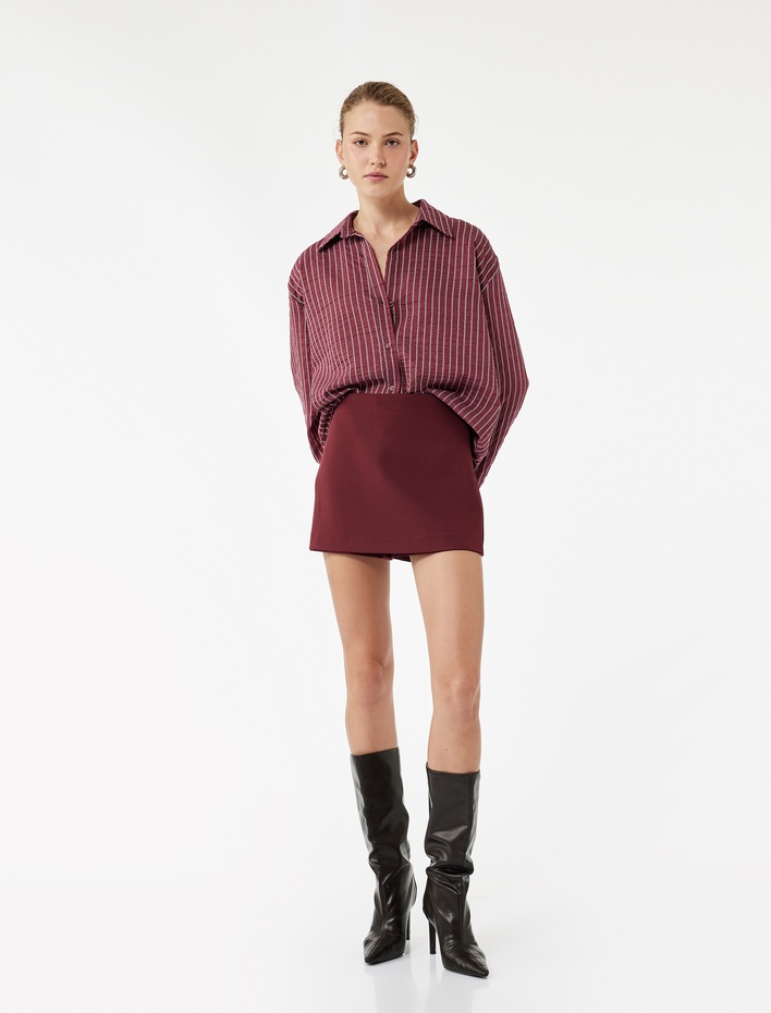  Slim Fit Cep Detaylı Mini Şort Etek