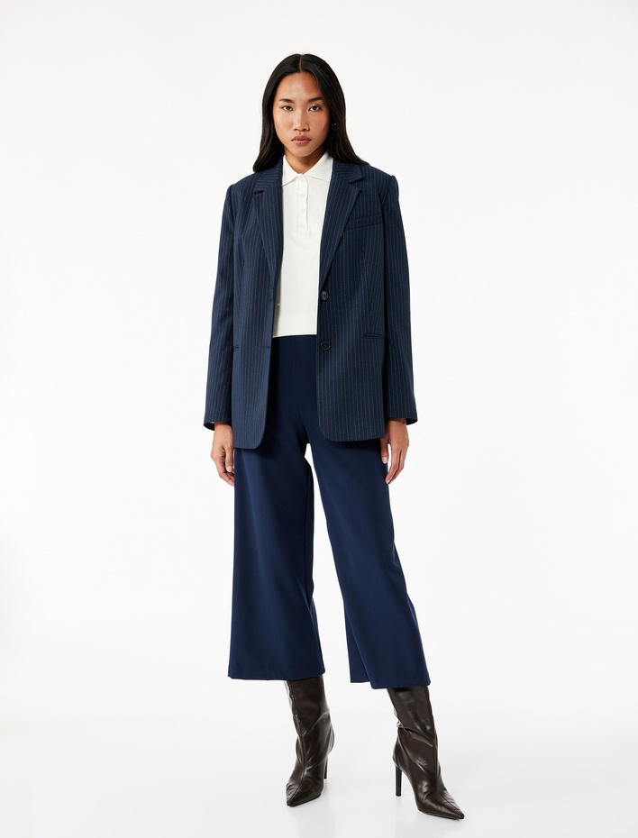  Normal Bel Bilek Boy Culotte Fit Geniş Paça Kumaş Pantolon