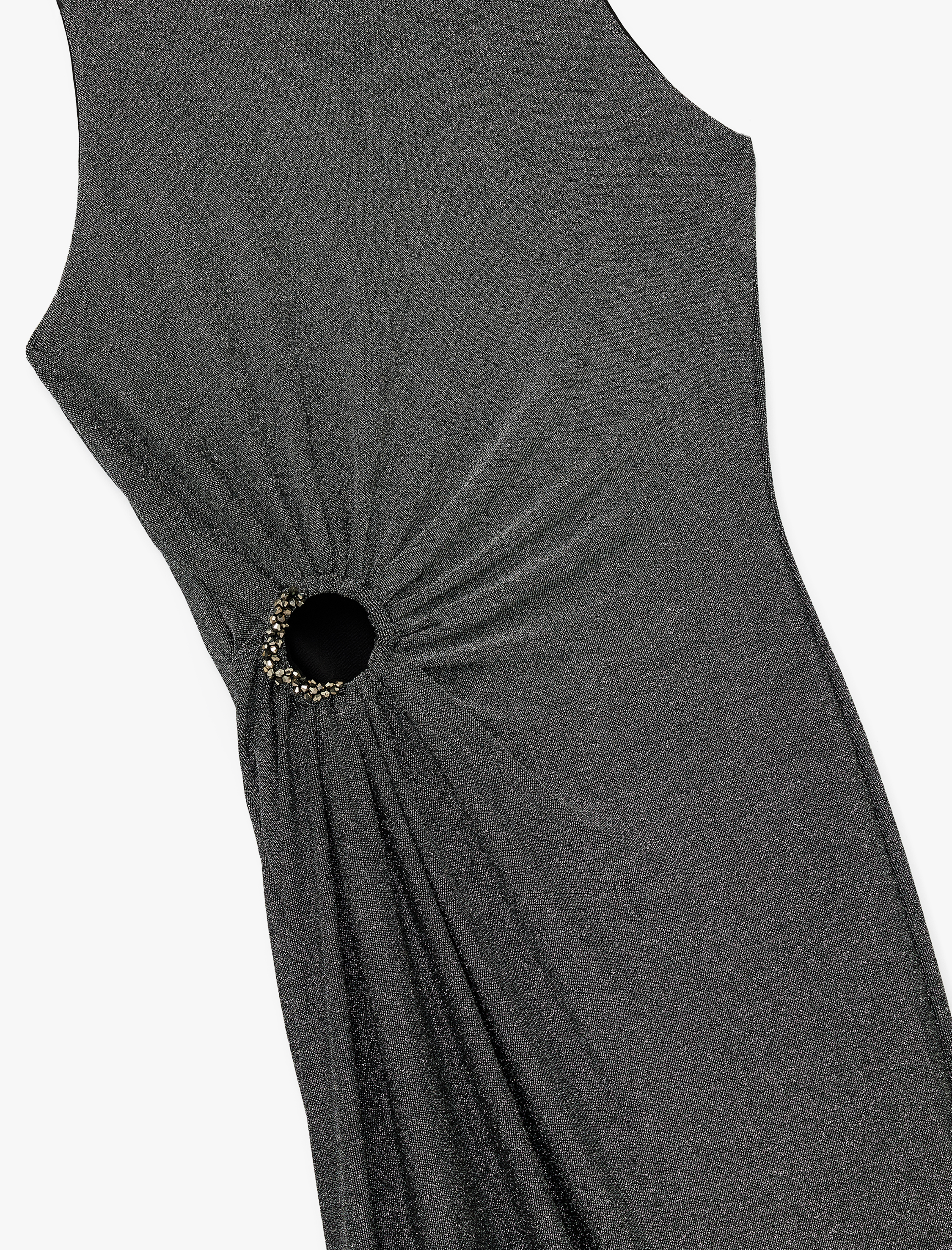   Kolsuz Bisiklet Yaka Taş Detaylı Slim Fit Elbise