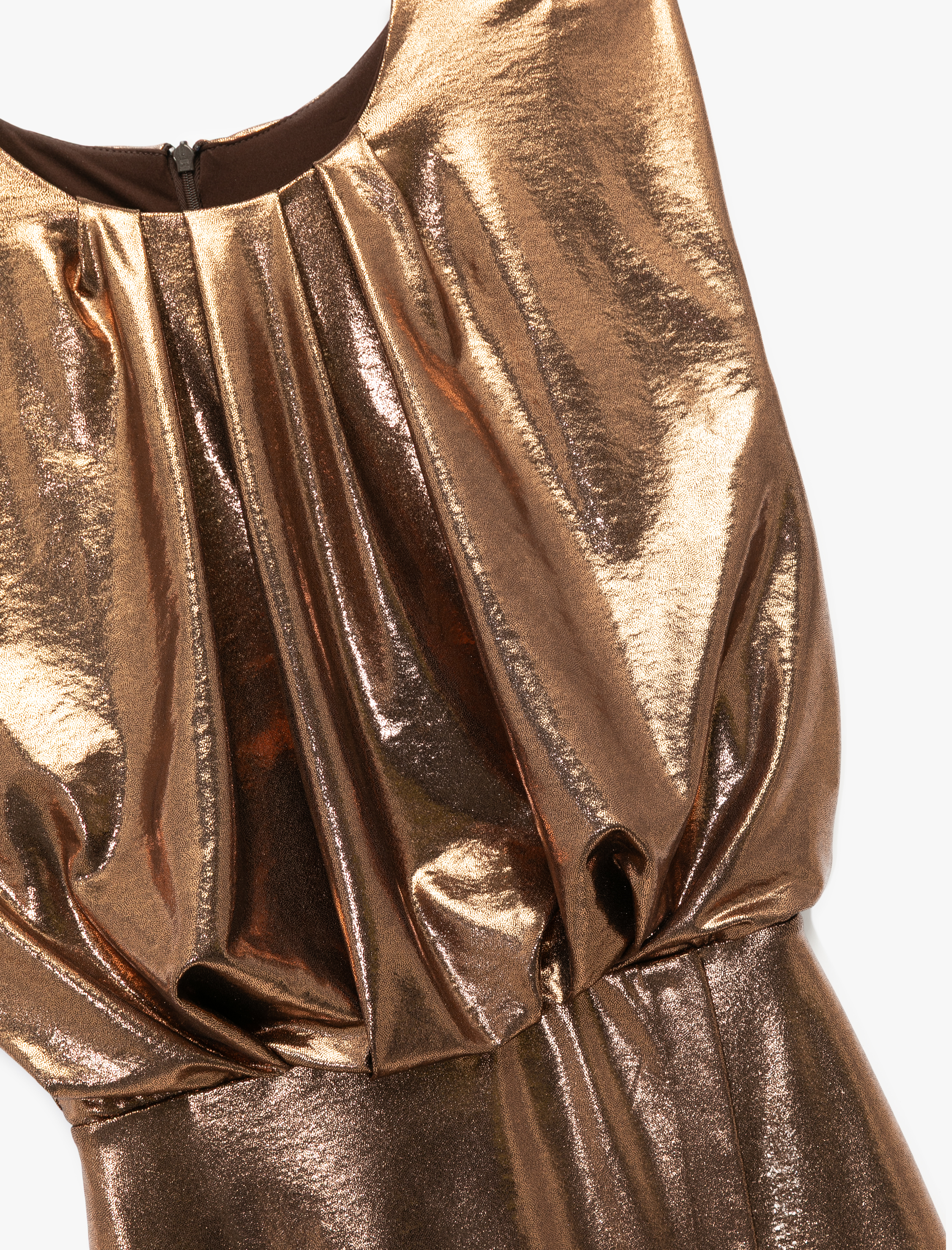   Kolsuz Bisiklet Yaka Metalik Vatkalı Mini Abiye Elbise