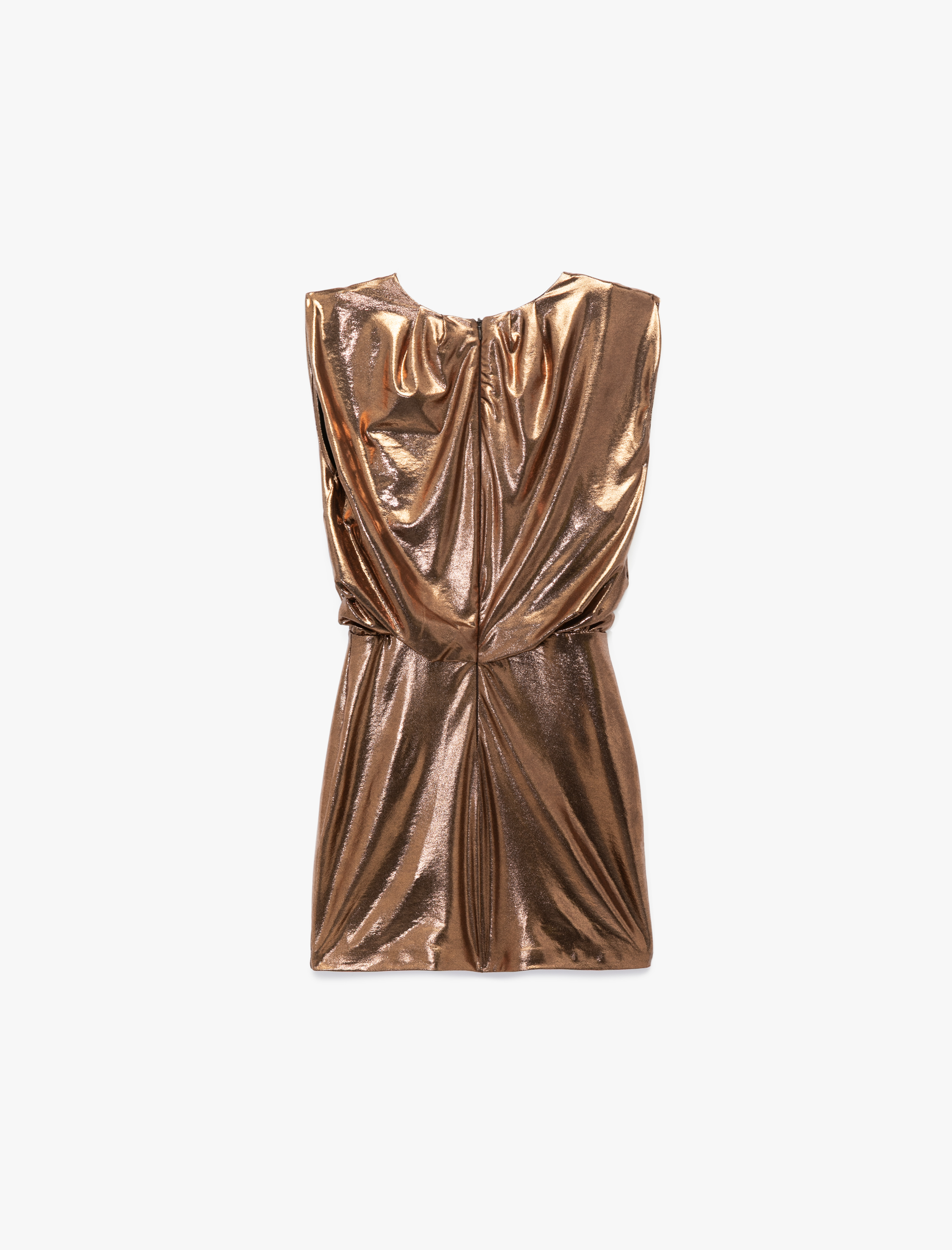   Kolsuz Bisiklet Yaka Metalik Vatkalı Mini Abiye Elbise