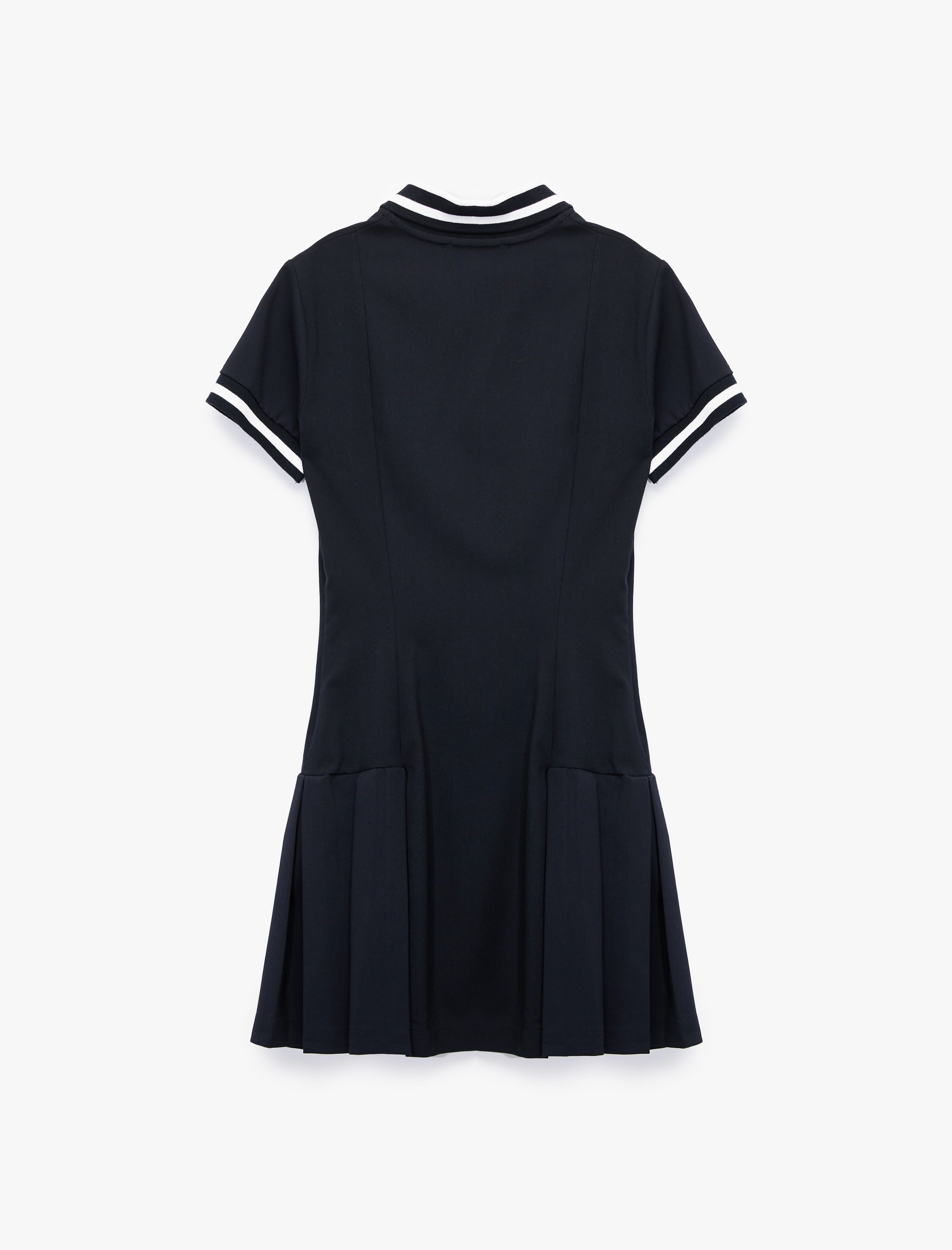   Yarım Düğmeli Pileli Kısa Kollu Mini Polo Yaka Elbise