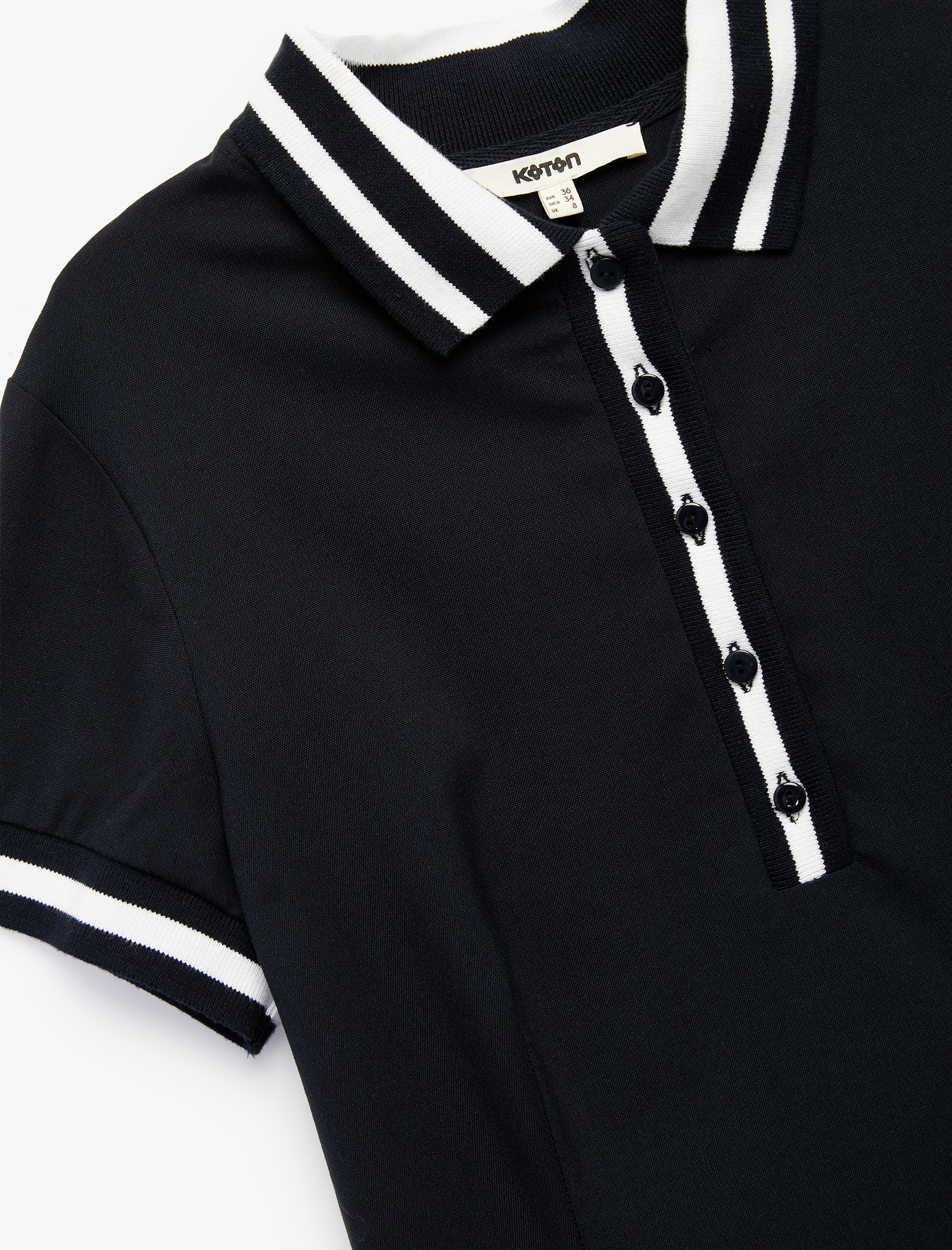   Yarım Düğmeli Pileli Kısa Kollu Mini Polo Yaka Elbise