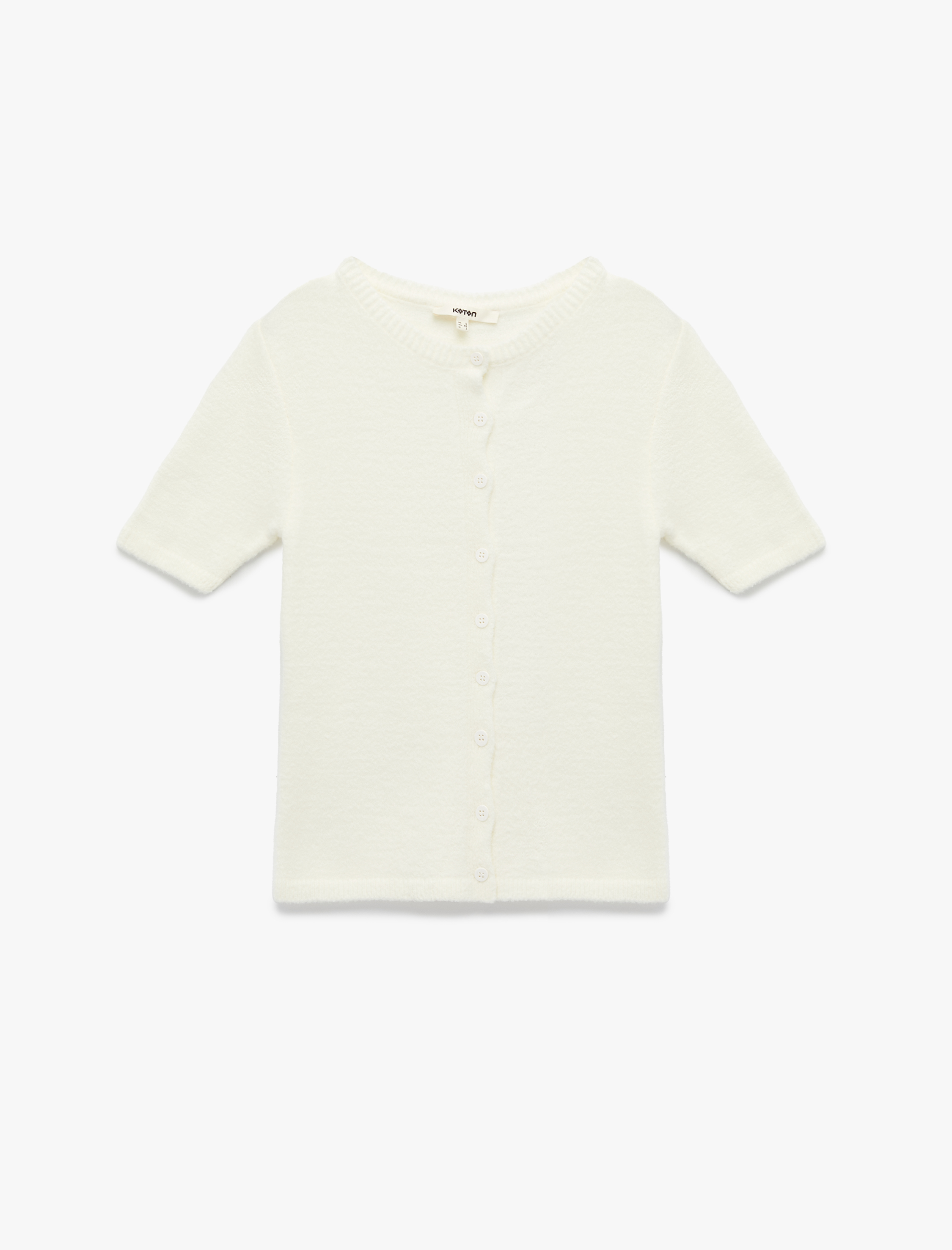   Regular Fit Kısa Kollu Bisiklet Yaka Düğmeli Triko Hırka