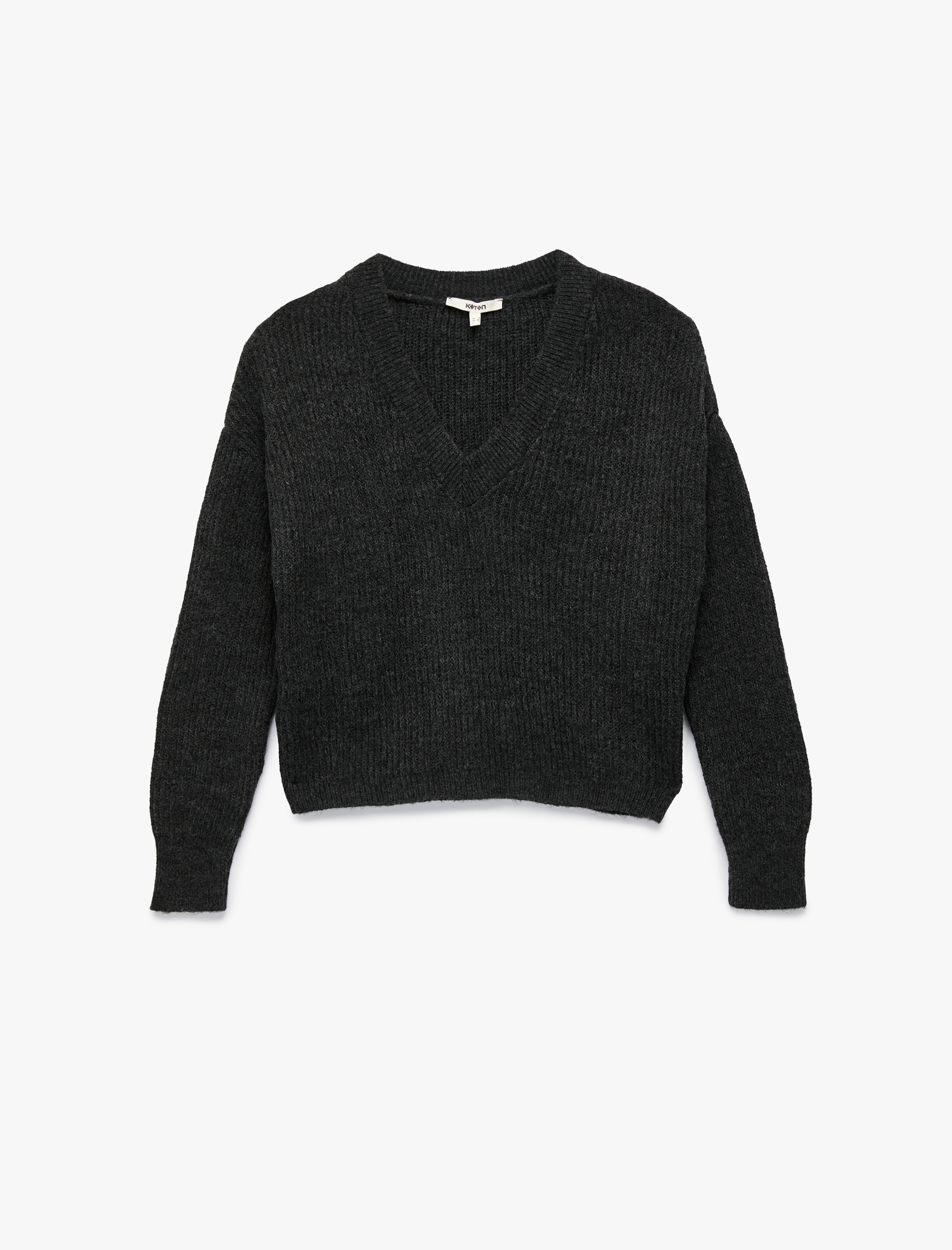   Uzun Kollu V Yaka Örgü Kazak