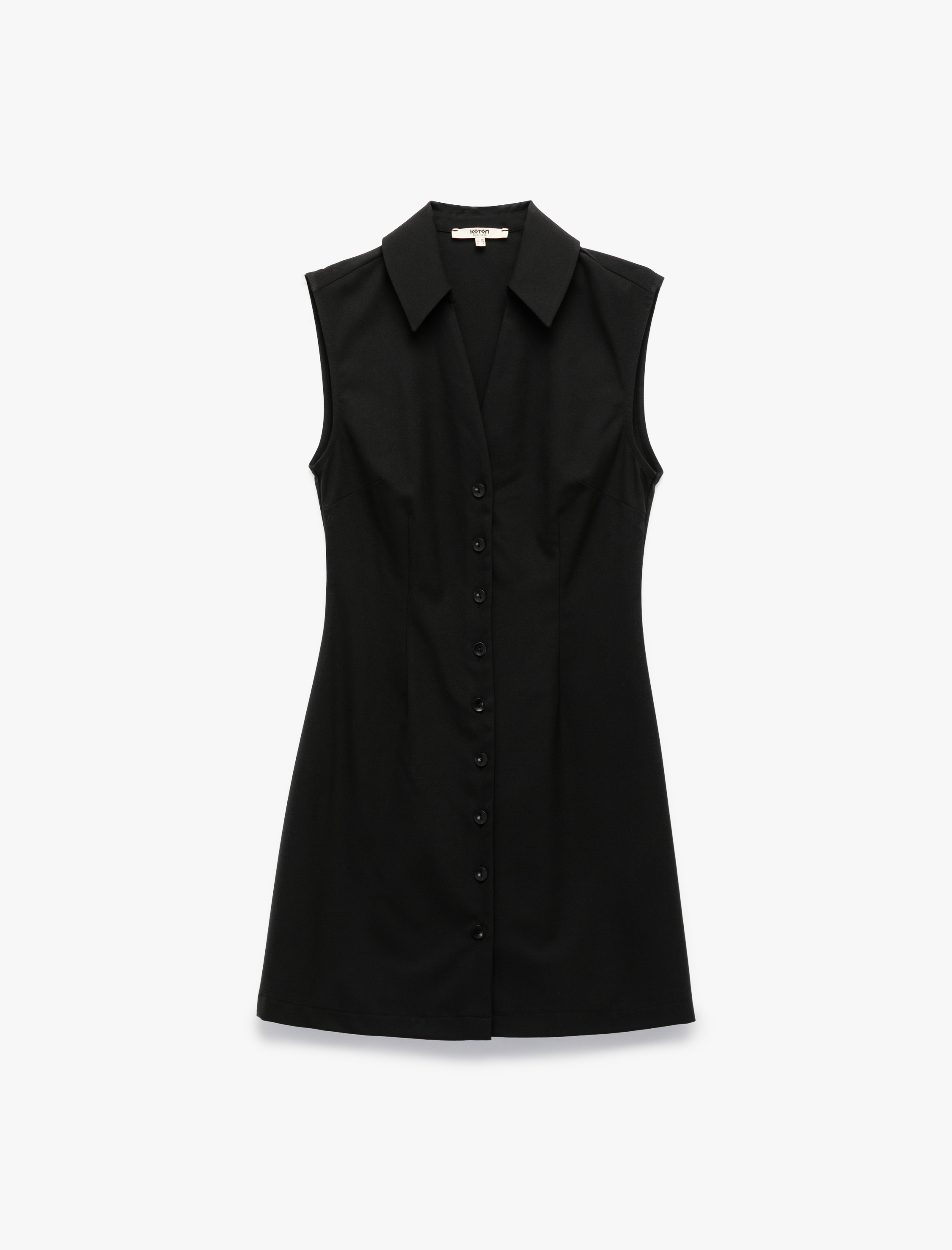 Regular Fit Kolsuz Düğmeli Mini Gömlek Elbise