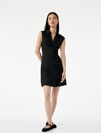 Regular Fit Kolsuz Düğmeli Mini Gömlek Elbise