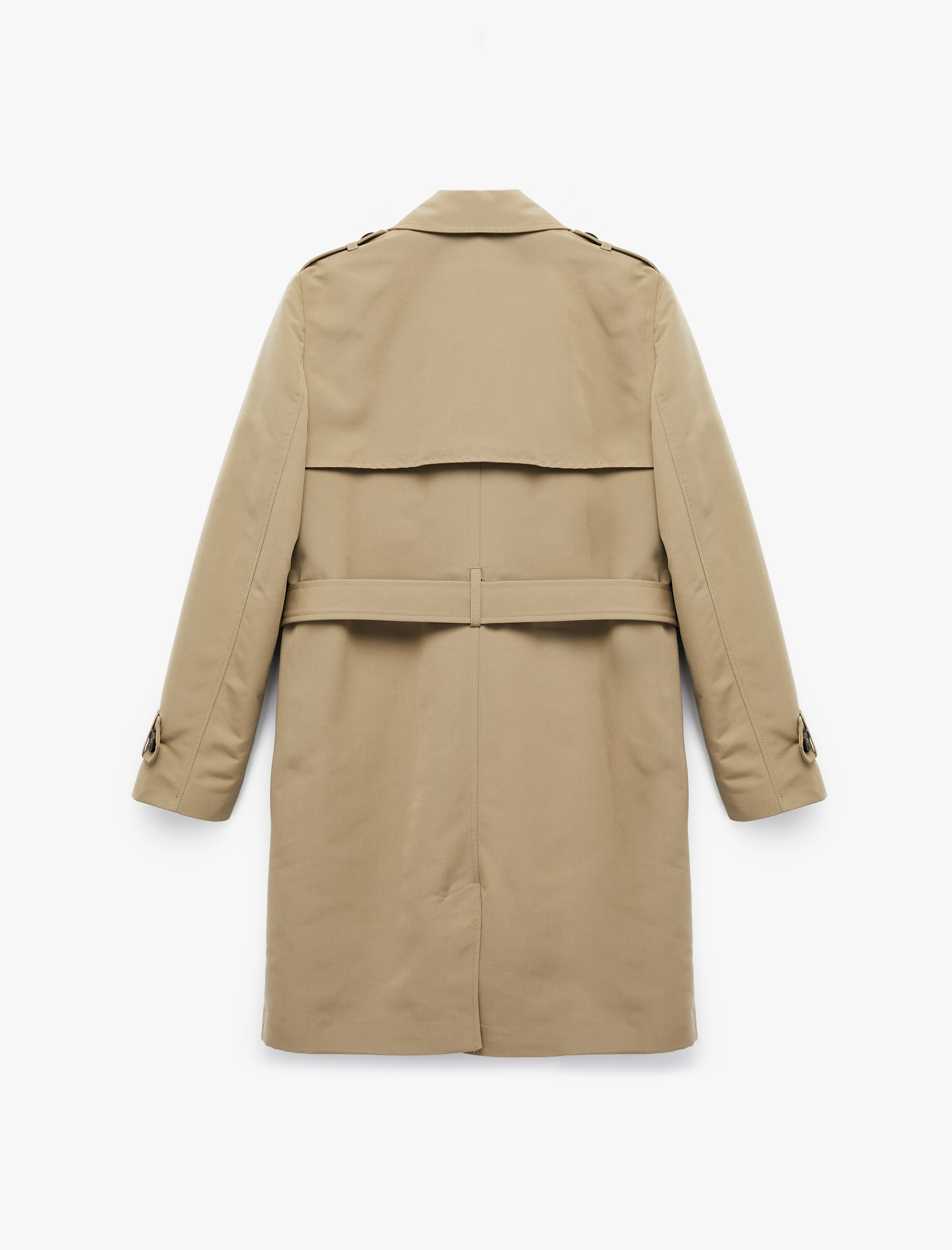   Astarlı Cepli Kruvaze Uzun Kollu Kemerli Uzun Gabardin Kumaş Trençkot