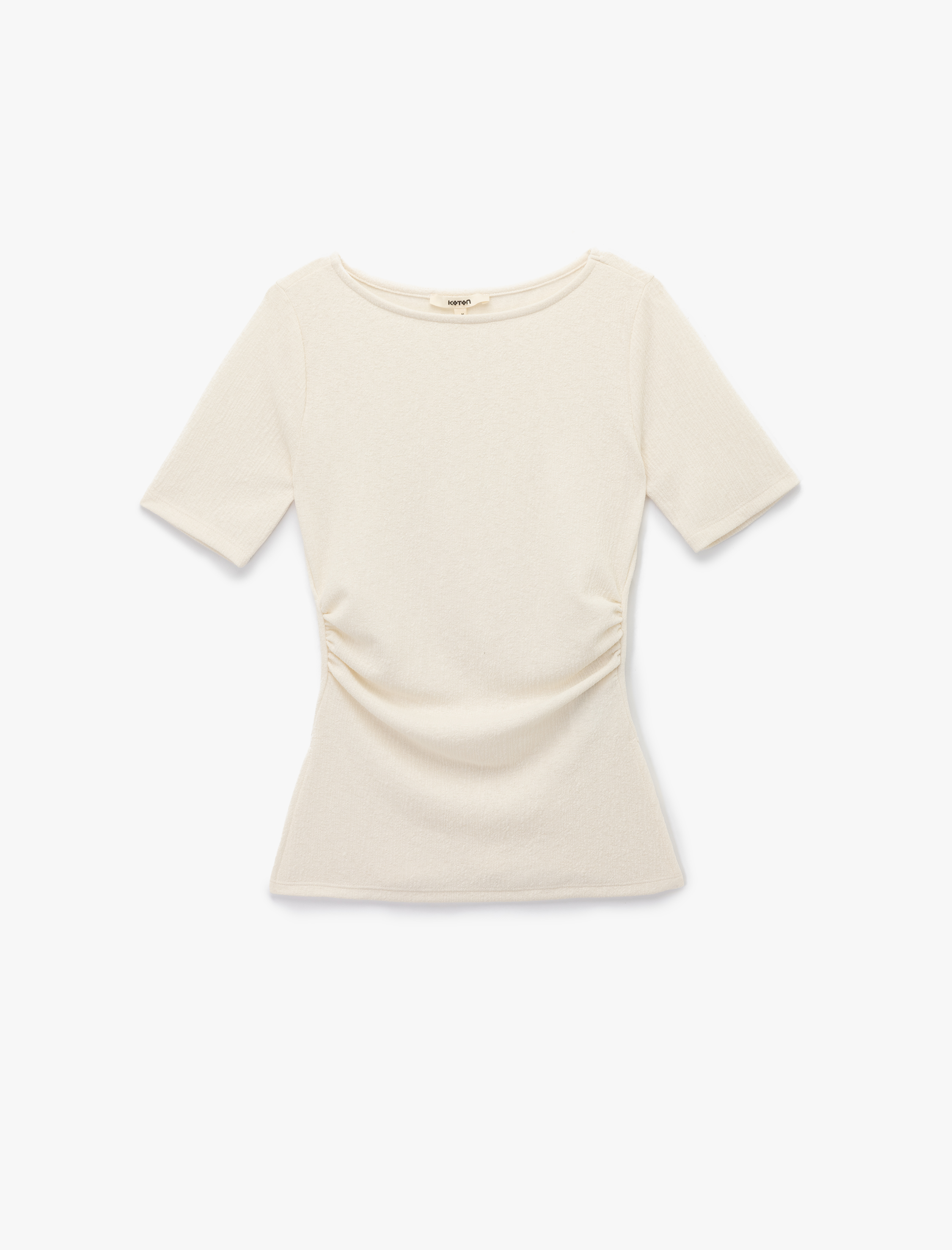   Slim Fit Kısa Kollu Bisiklet Yaka Drape Detaylı Tişört