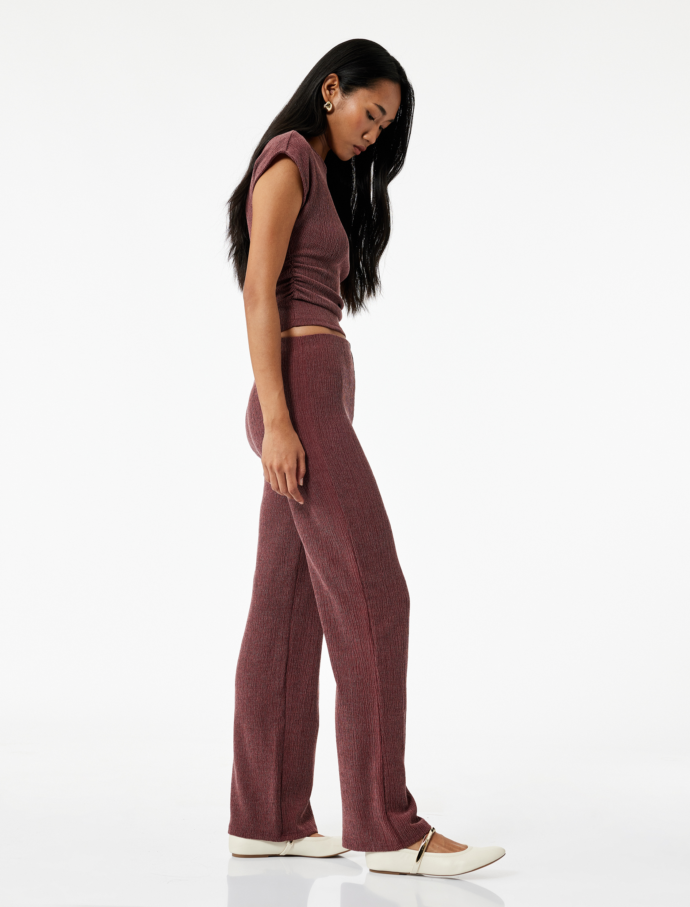   Bürümcük Kumaş Slim Fit Uzun Düz Paça Pantolon