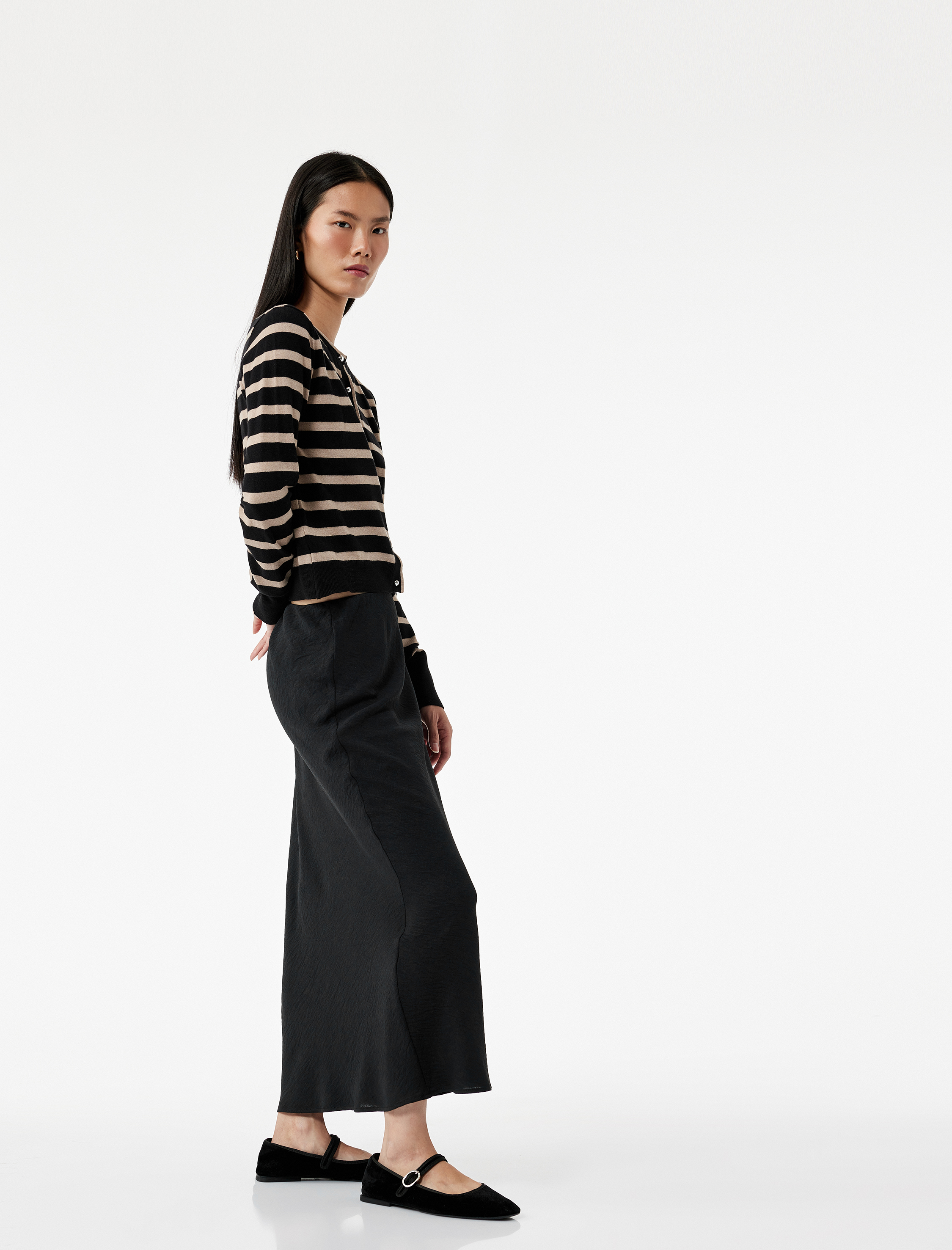   Aerobin Kumaş Standart Bel Midi Kloş Etek