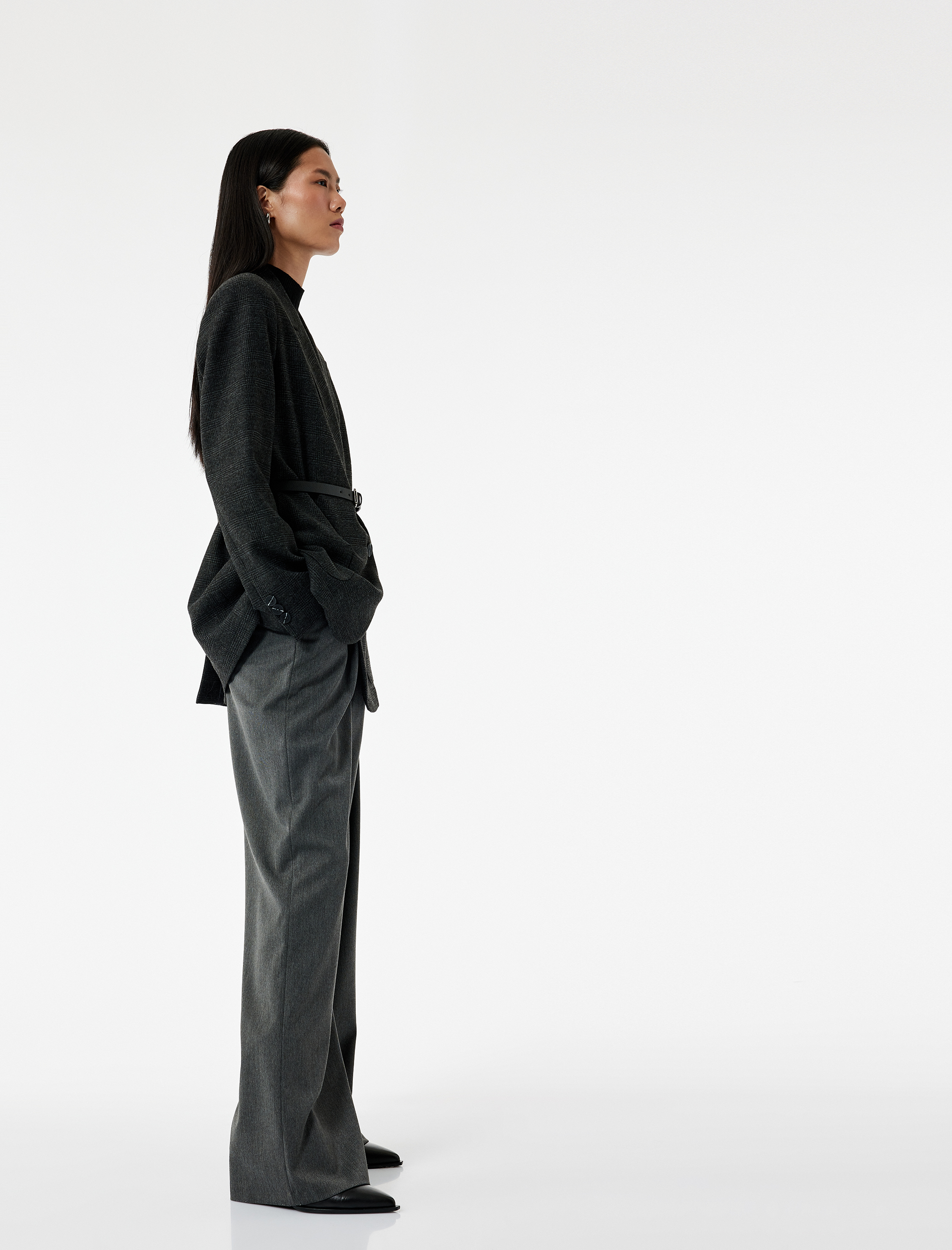   Cepli Pile Detaylı Yüksek Bel Palazzo Pantolon