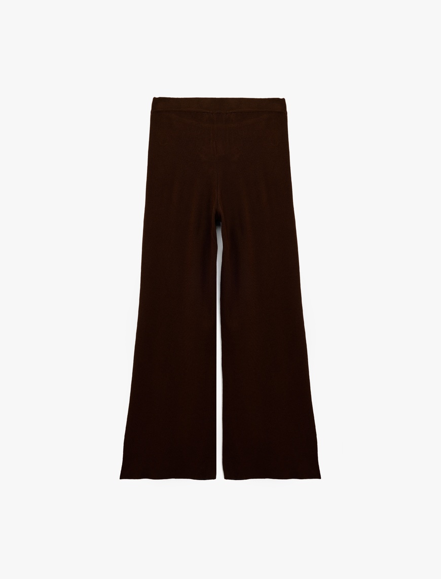   Beli Lastikli Rahat Kalıp Uzun Geniş Paça Triko Pantolon