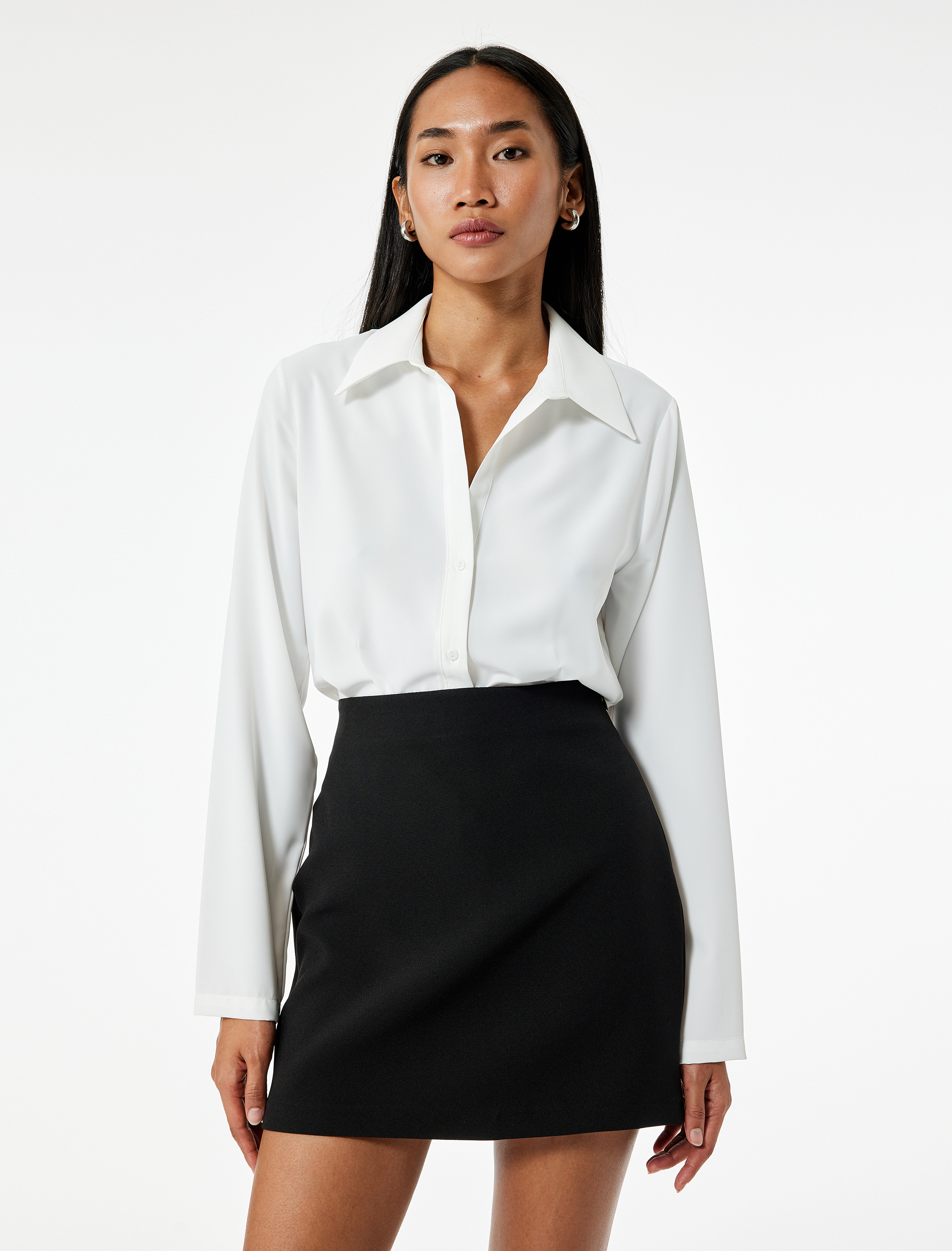   Yüksek Bel A Kesim Mini Etek