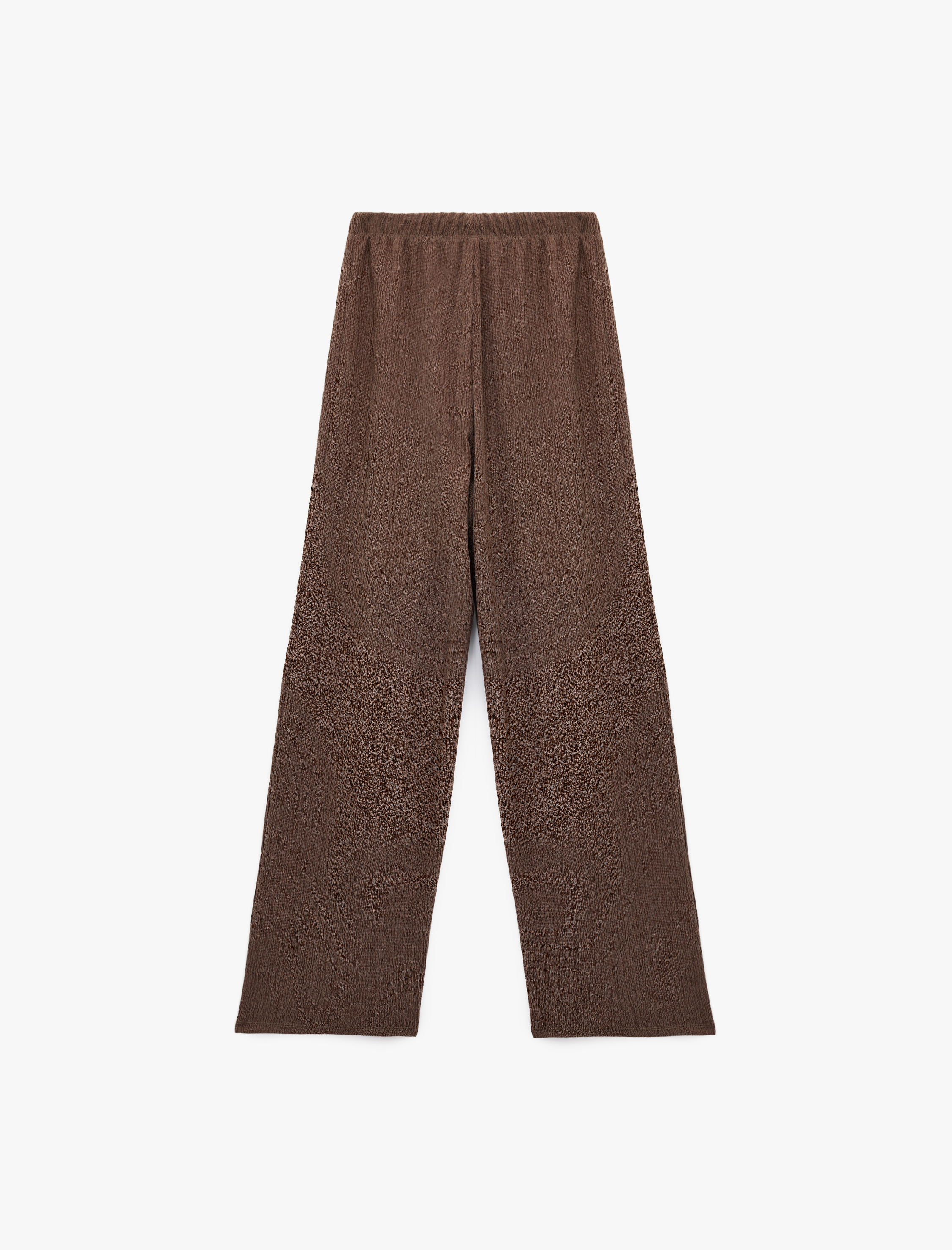   Bürümcük Kumaş Rahat Kalıp Beli Bağcıklı Düz Bol Paça Pantolon