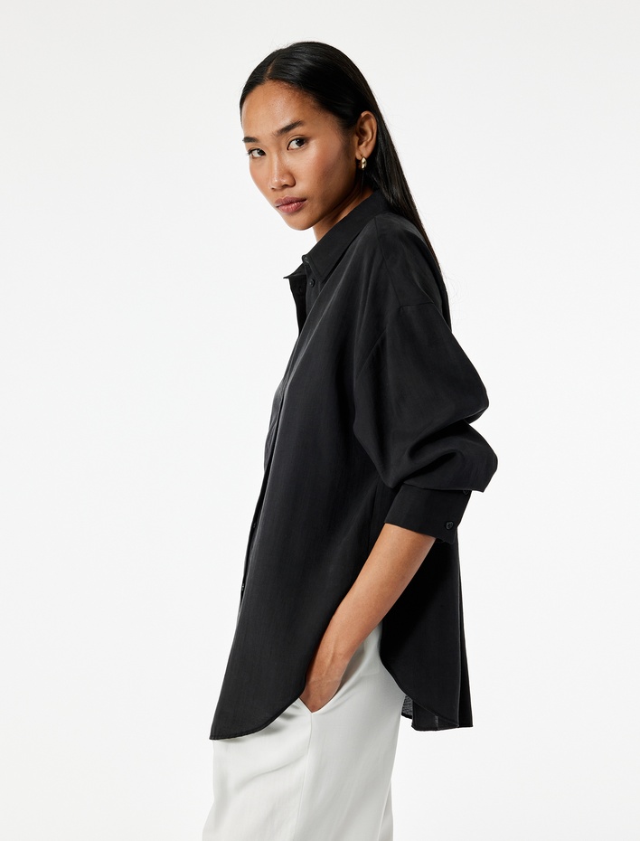  Klasik Yaka Uzun Kollu Oversize Gömlek