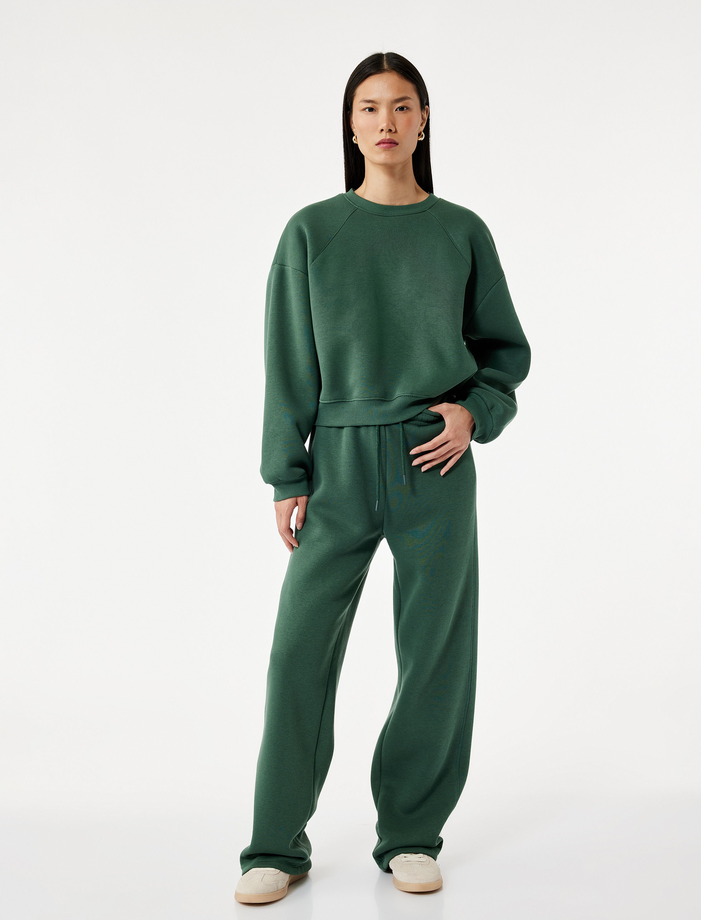   Regular Fit Üç İplik Uzun Kollu Bisiklet Yaka Basic Sweatshirt