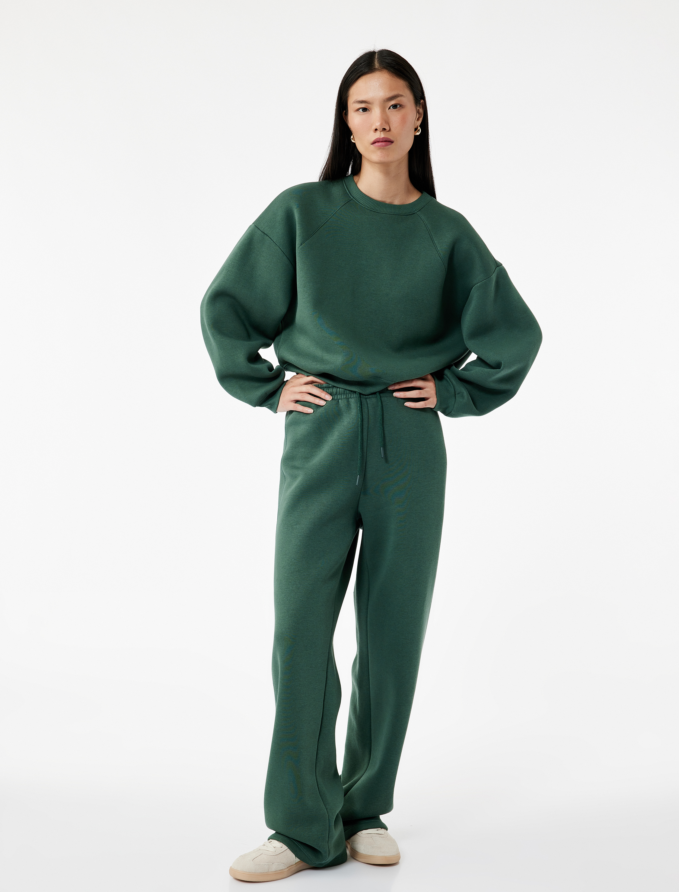   Üç İplik Beli Bağcıklı Geniş Paça Eşofman Altı