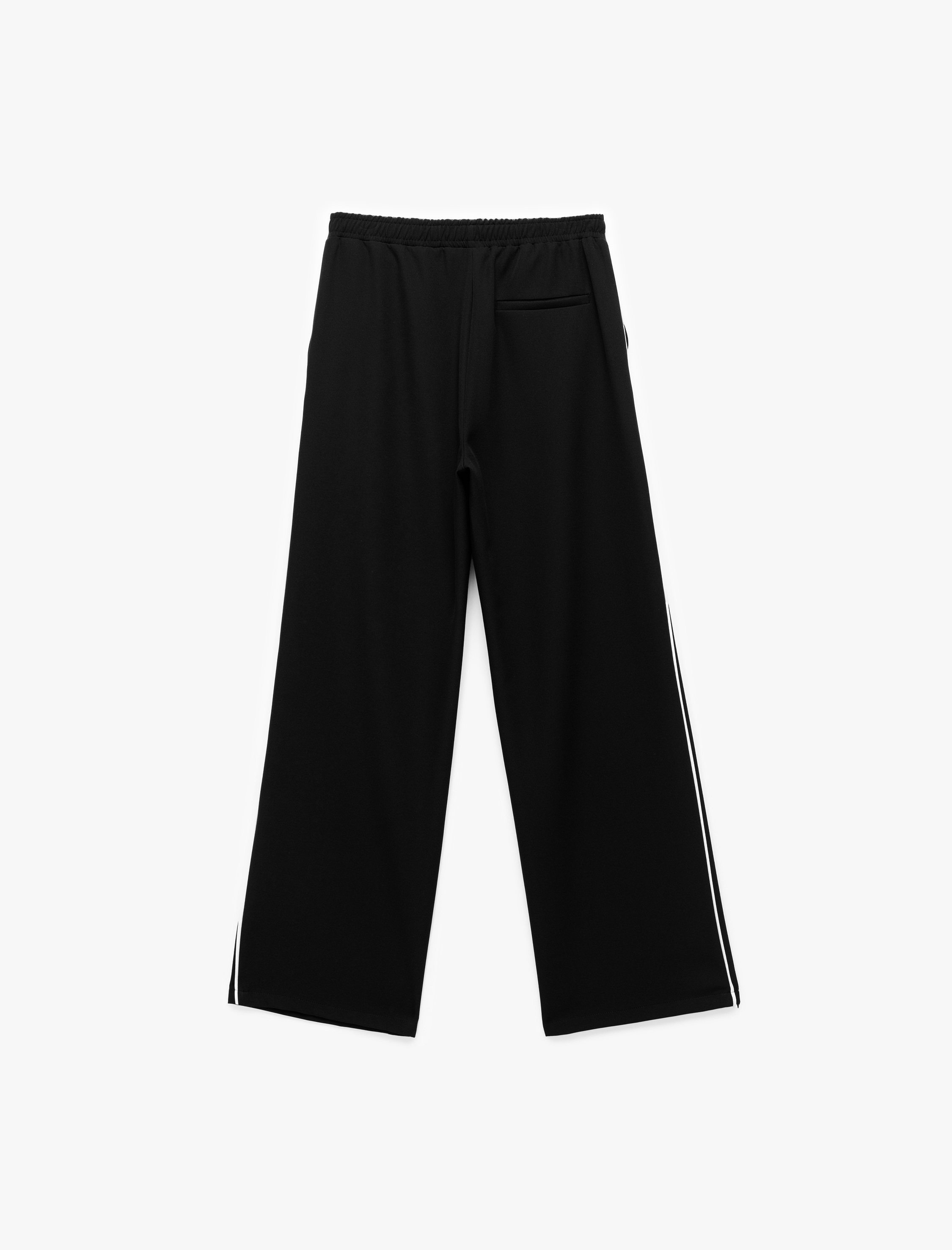   Yanları Şerit Detaylı Cepli Düz Bol Paça Eşofman Pantolon