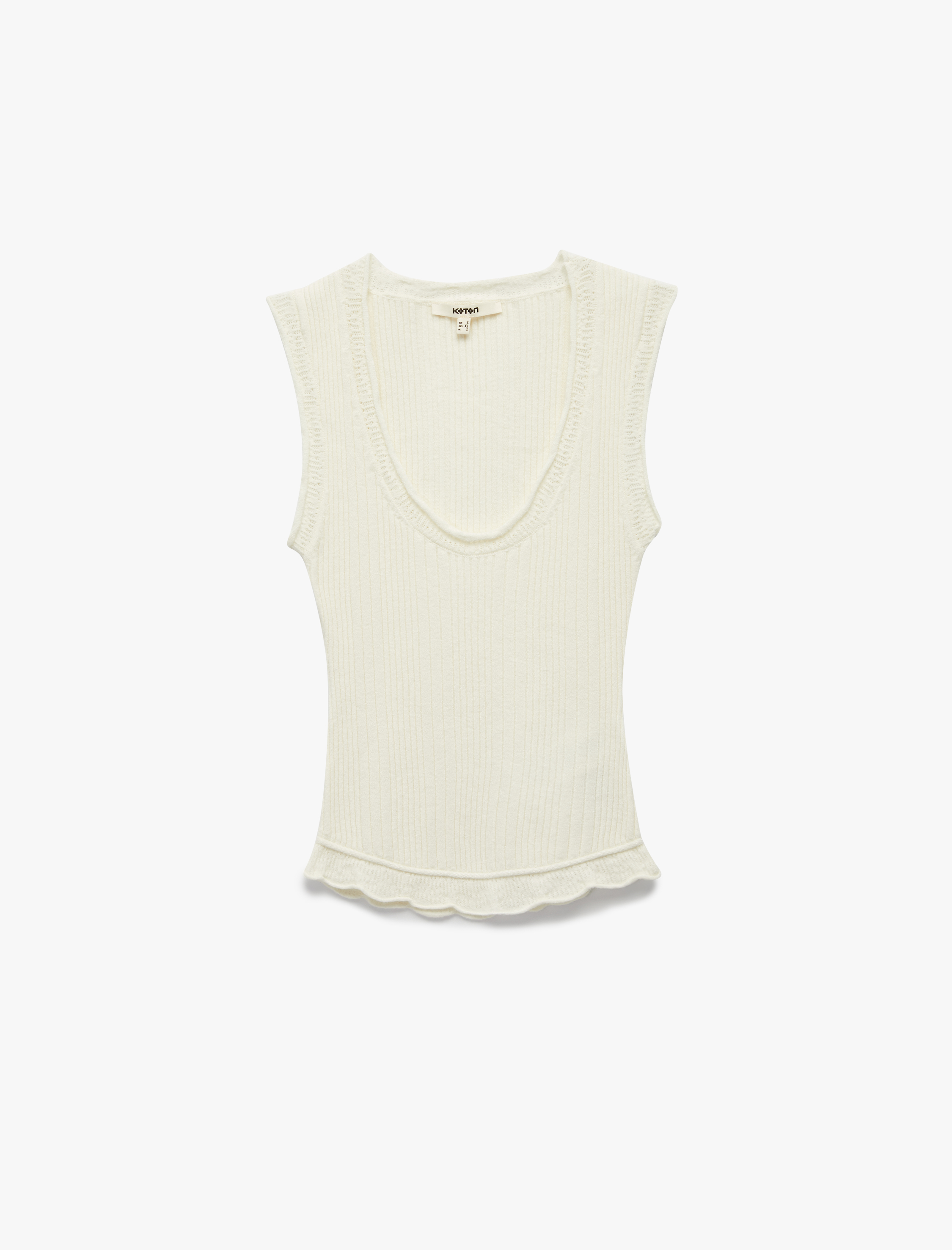   Derin U Yaka Triko Kolsuz Bluz