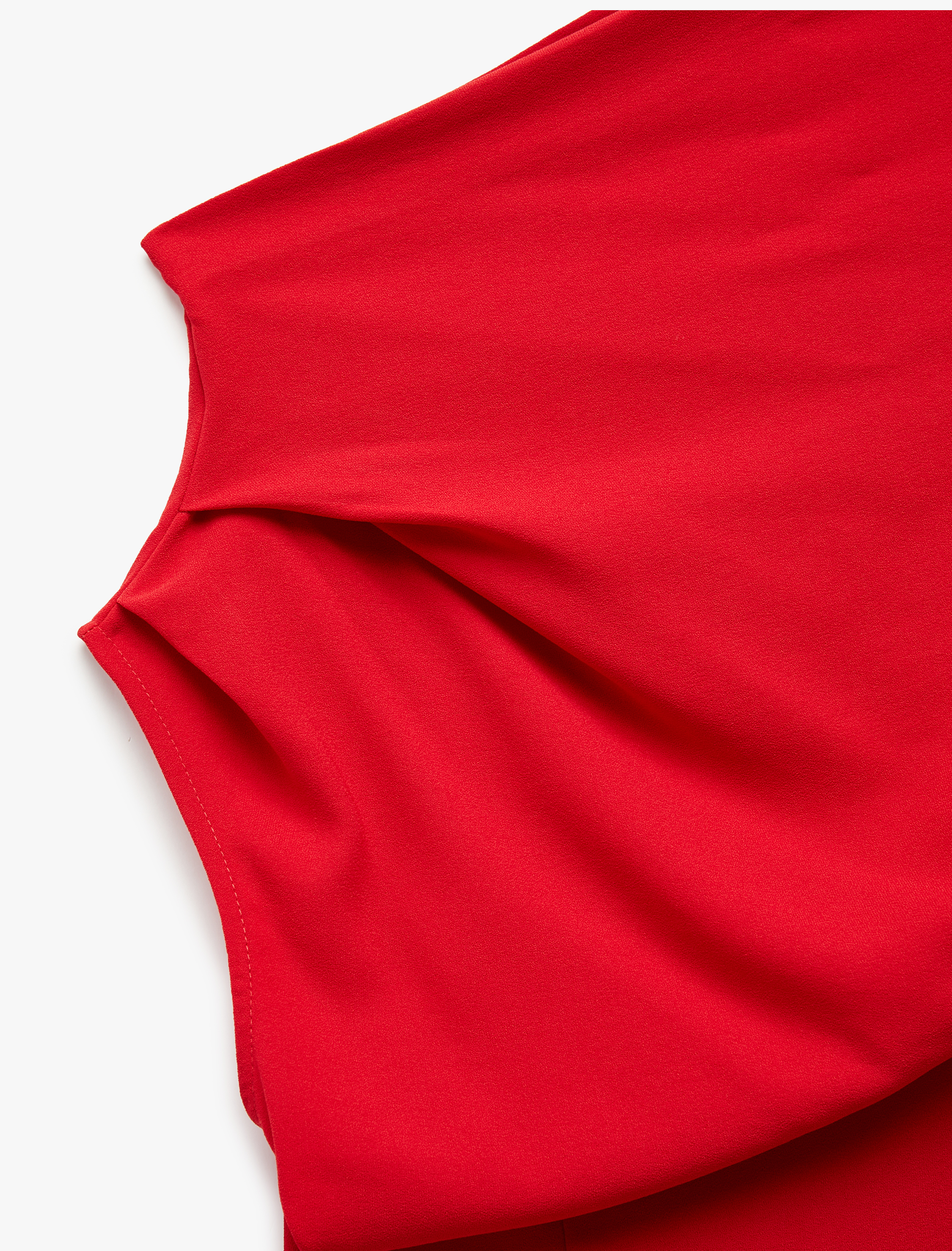   Krep Kumaş Asimetrik Kesim Drapeli Yırtmaçlı Midi Boy Tek Omuz Elbise