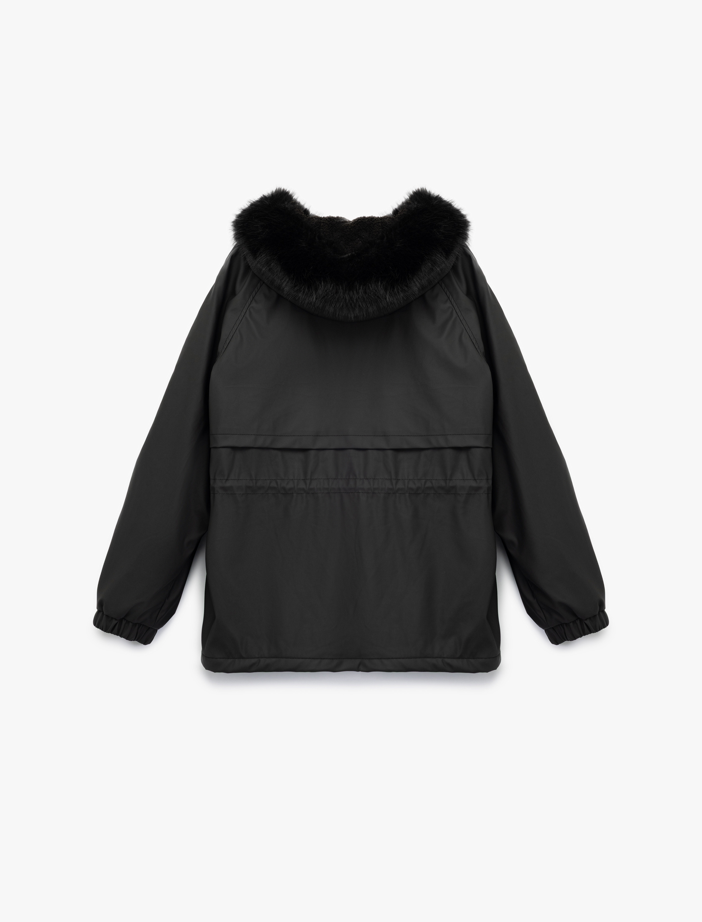   Polar Astarlı Cepli Çıkarılabilir Suni Kürk Aksesuar Detaylı Kapüşonlu Anorak Mont