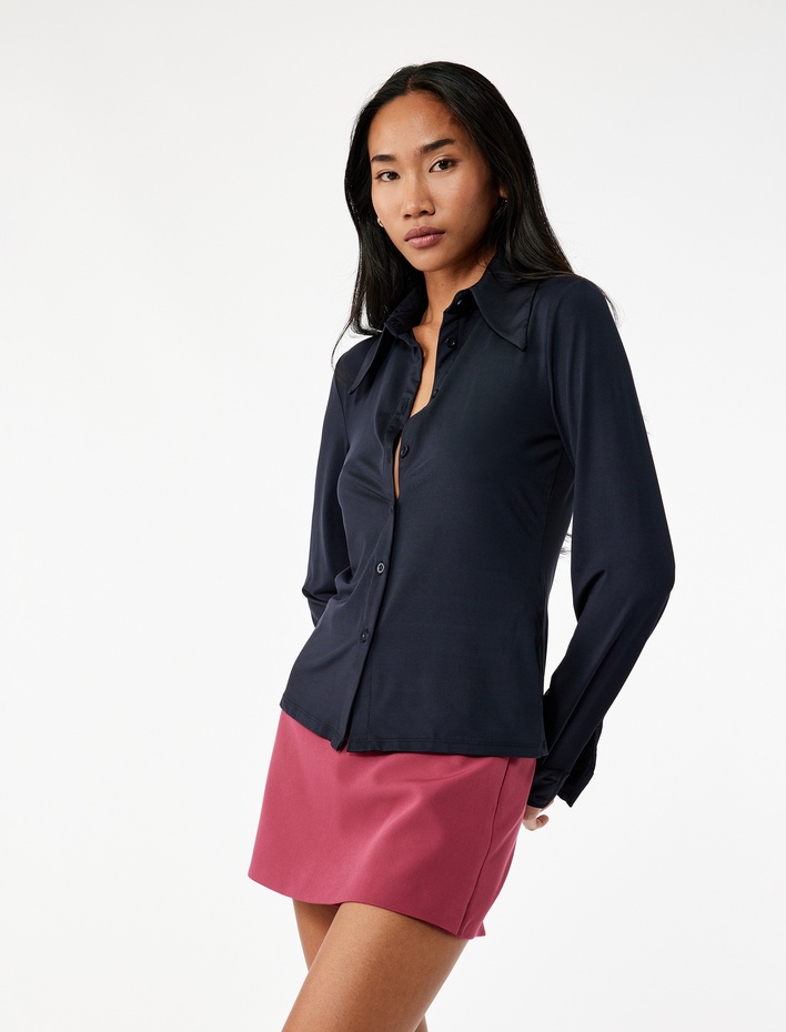  Slim Fit Cep Detaylı Mini Şort Etek