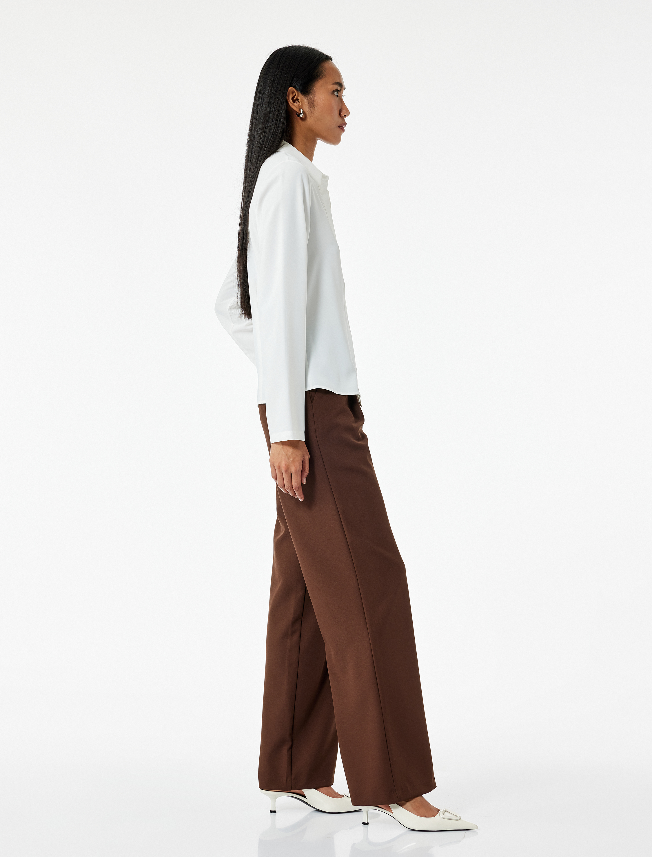   Cepli Pile Detaylı Yüksek Bel Palazzo Pantolon