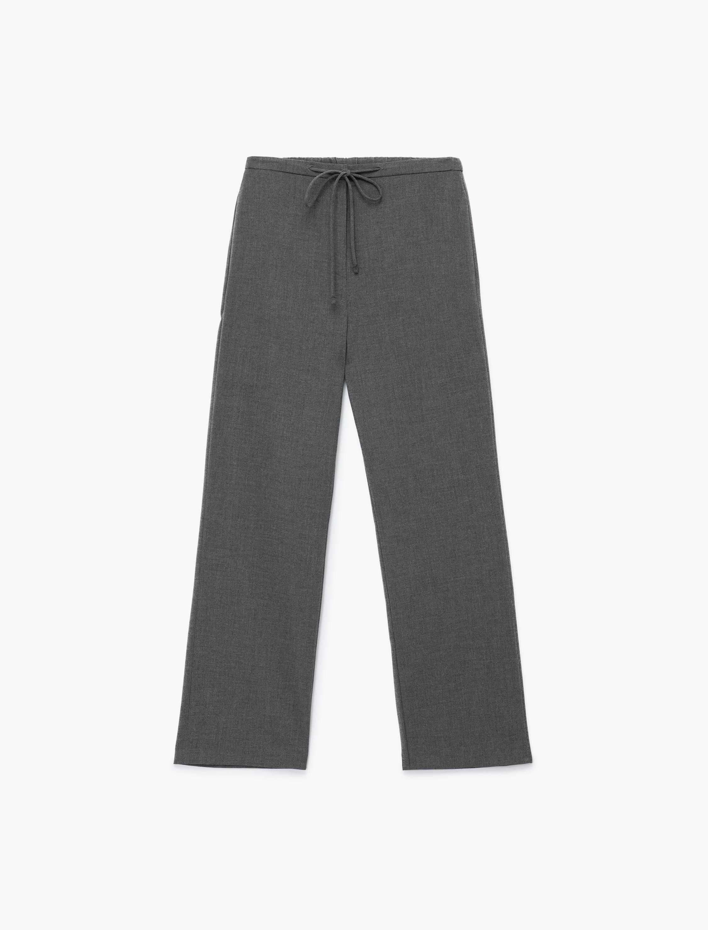   Beli Bağcıklı Cepli Uzun Düz Bol Paça Kumaş Pantolon