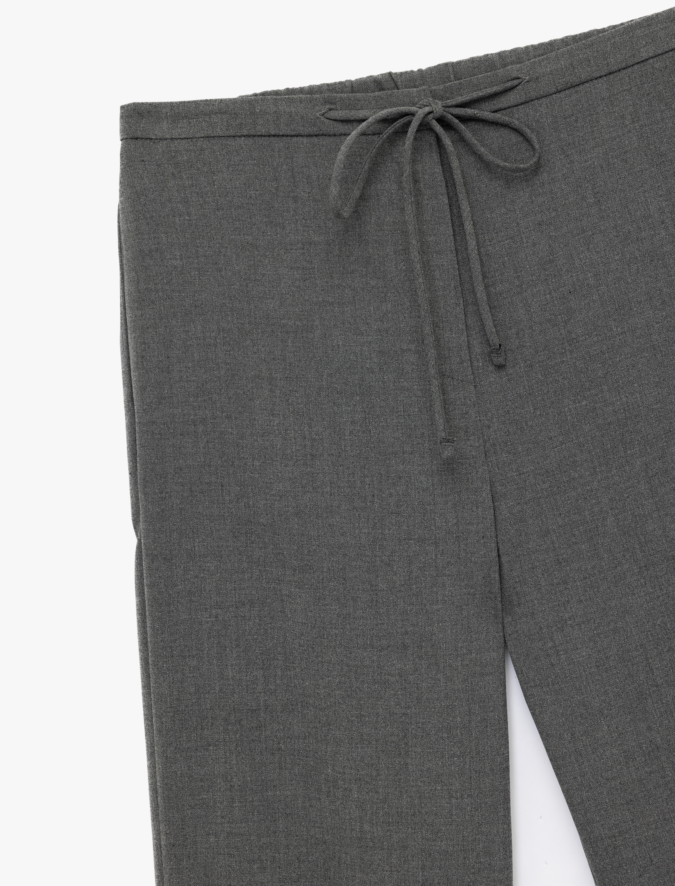   Beli Bağcıklı Cepli Uzun Düz Bol Paça Kumaş Pantolon