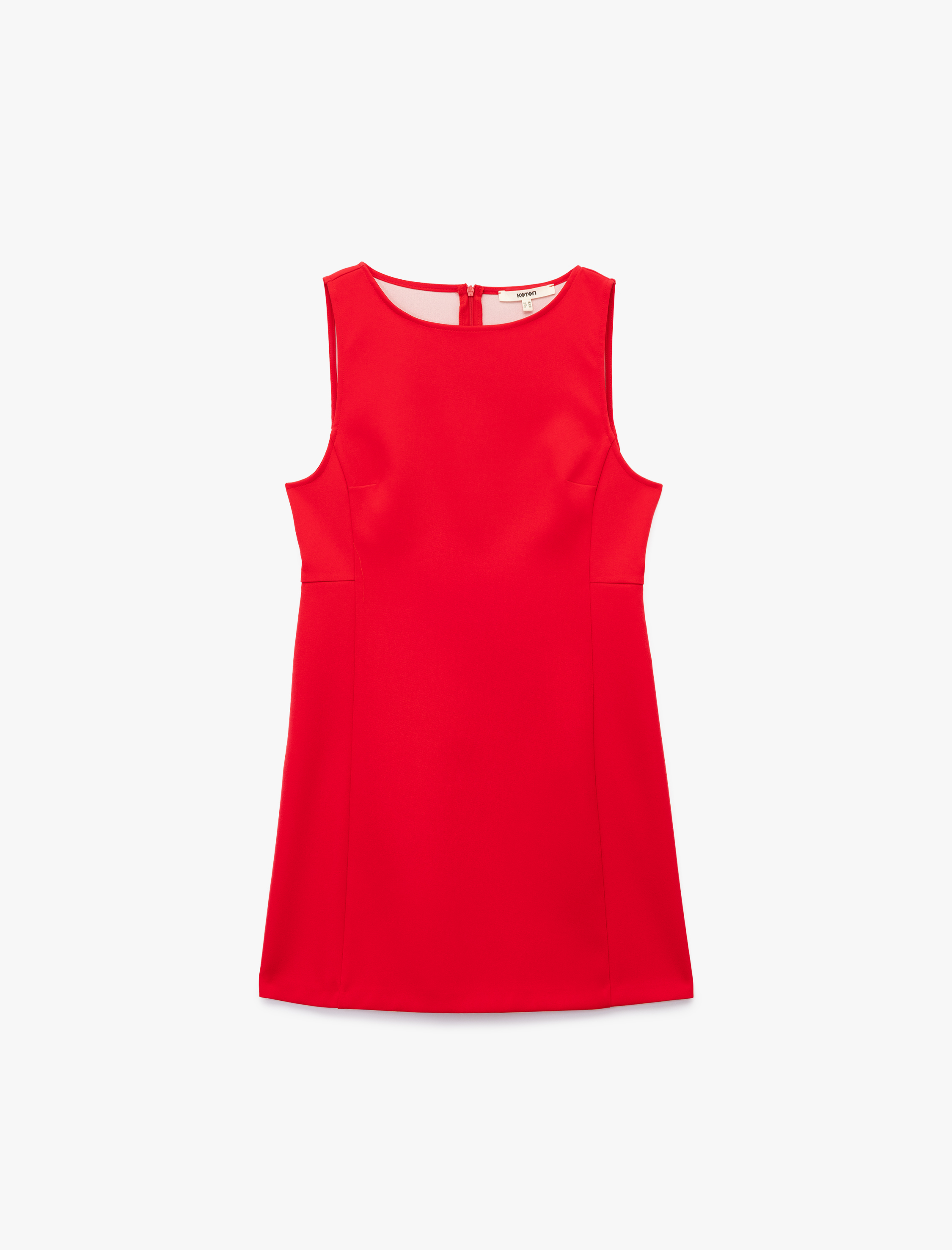   Slim Fit Kolsuz Bisiklet Yaka Mini Elbise