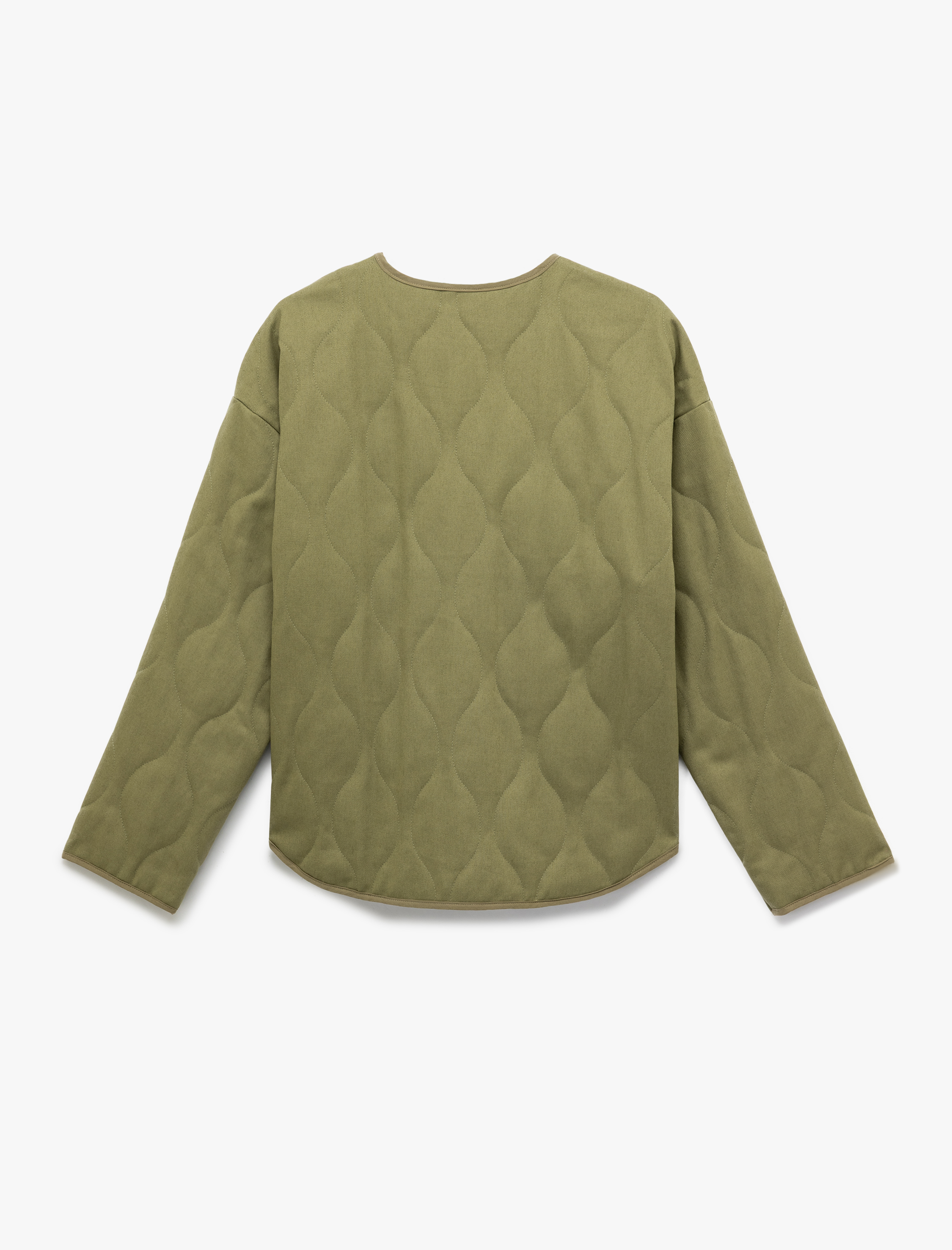   Uzun Kollu Cepli Bisiklet Yaka Kapitone Ceket