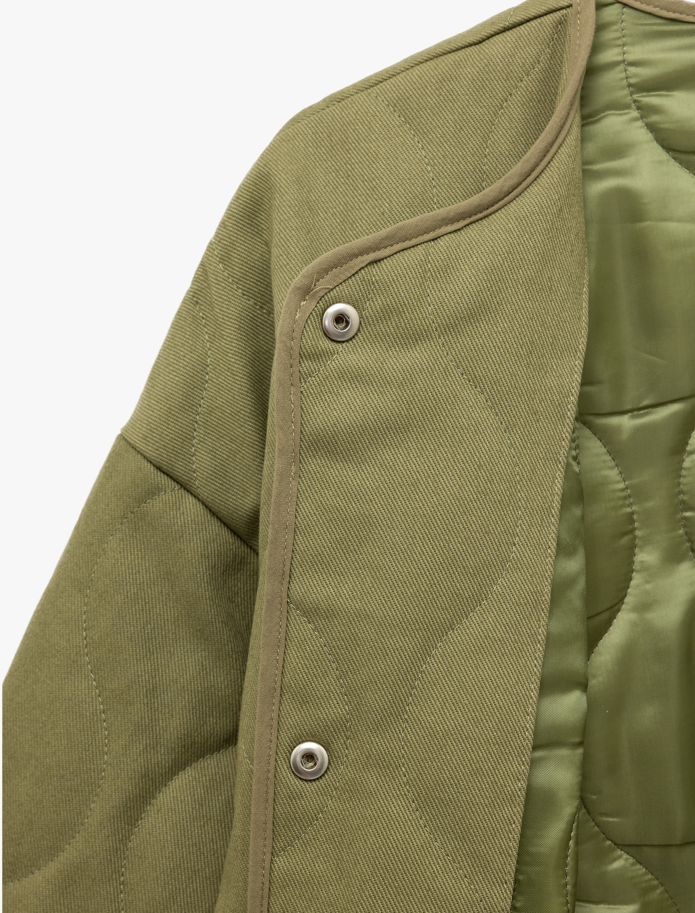   Uzun Kollu Cepli Bisiklet Yaka Kapitone Ceket