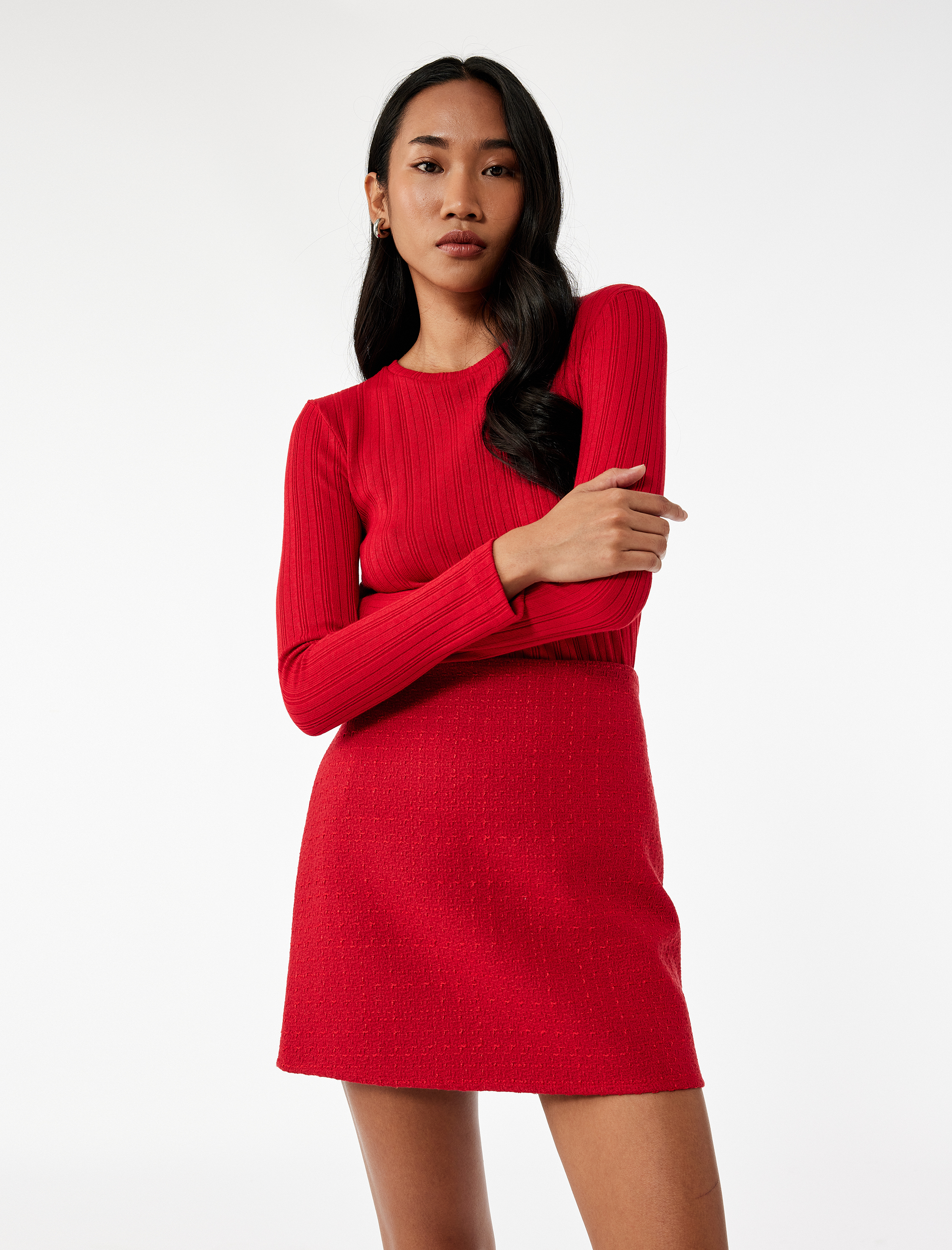   Slim Fit A Kesim Tüvit Mini Etek