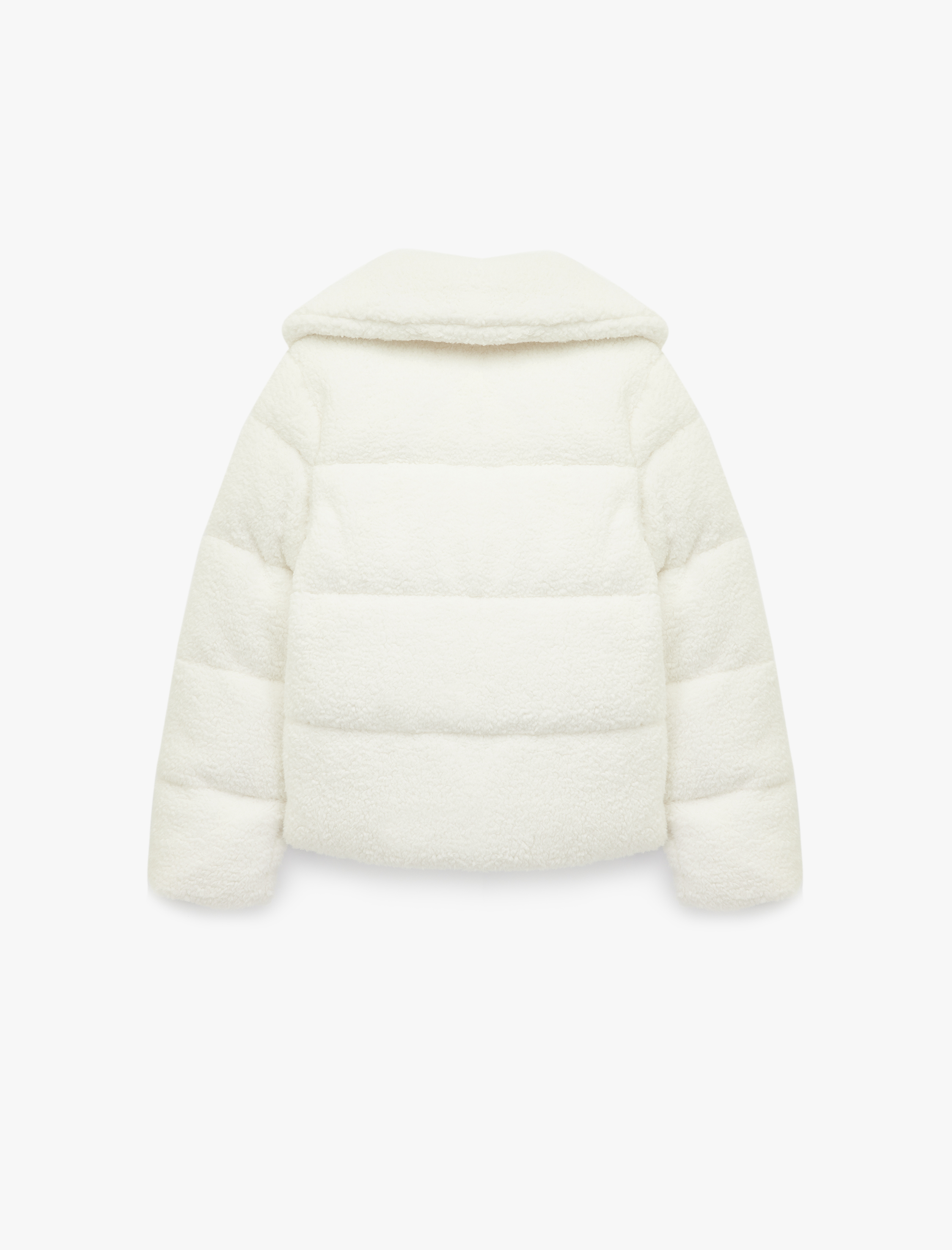 Uzun Kollu Cepli Fermuarlı Dik Yaka Detaylı Anorak Peluş Şişme Mont