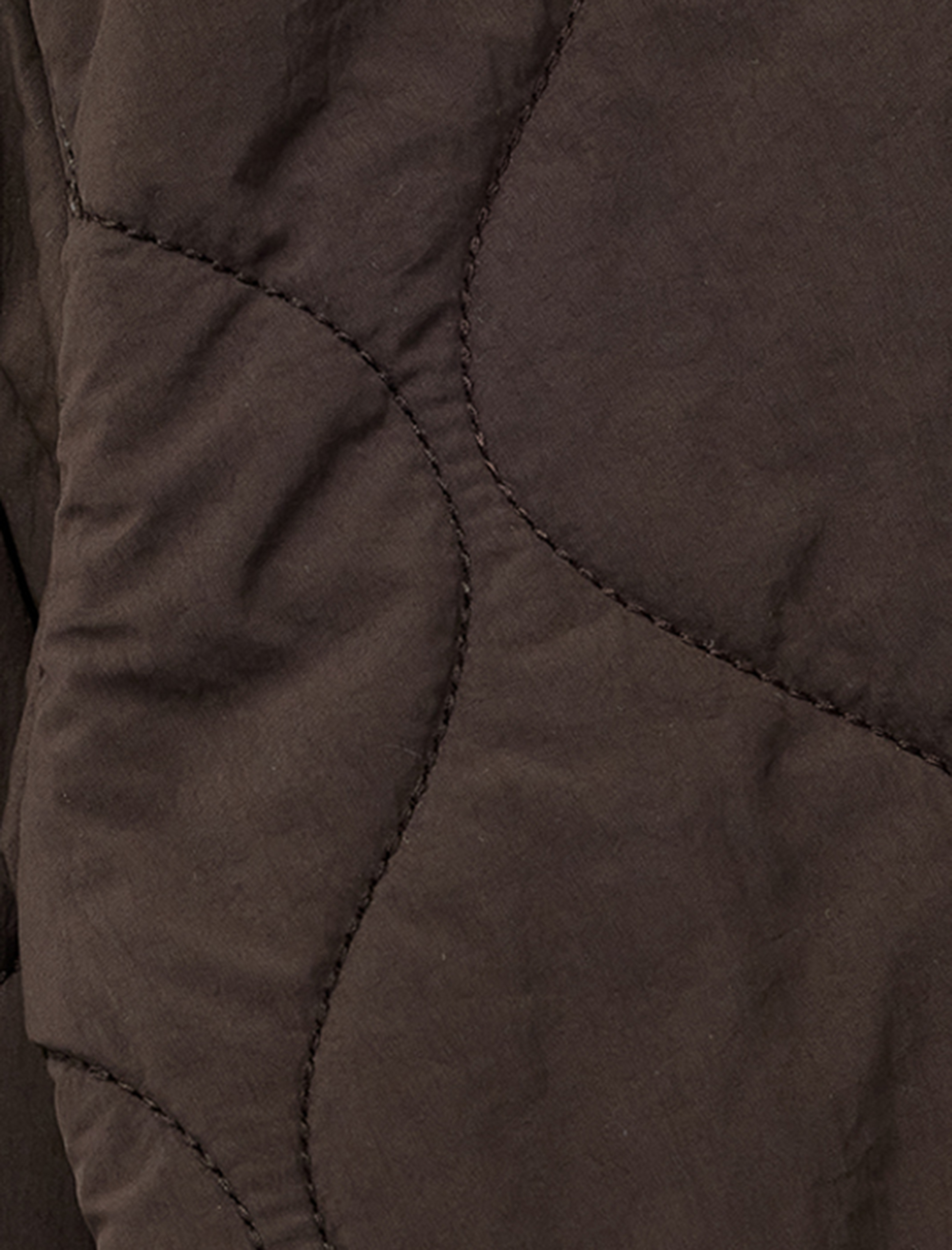   Uzun Kollu Cepli Bisiklet Yaka Fermuarlı Oversize Kapitone Ceket