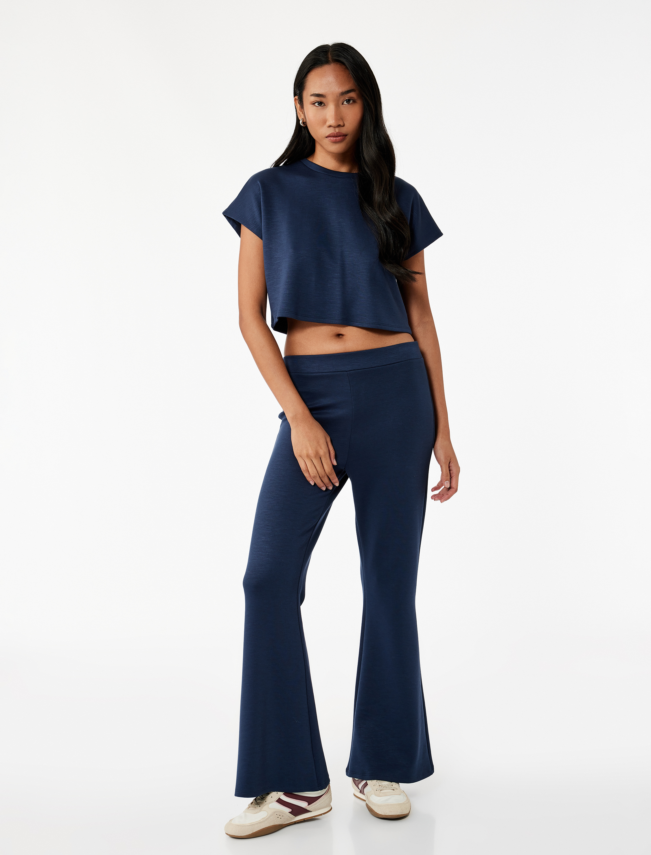   Scuba Kumaş Slim Fit İspanyol Paça Pantolon