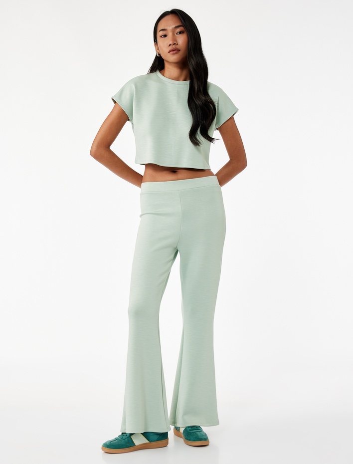  Scuba Kumaş Slim Fit İspanyol Paça Pantolon